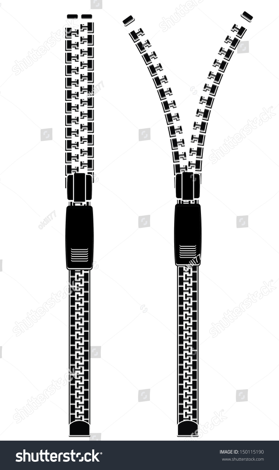 Open Closed Zipper Vector Stock Vector (Royalty Free) 150115190 ...