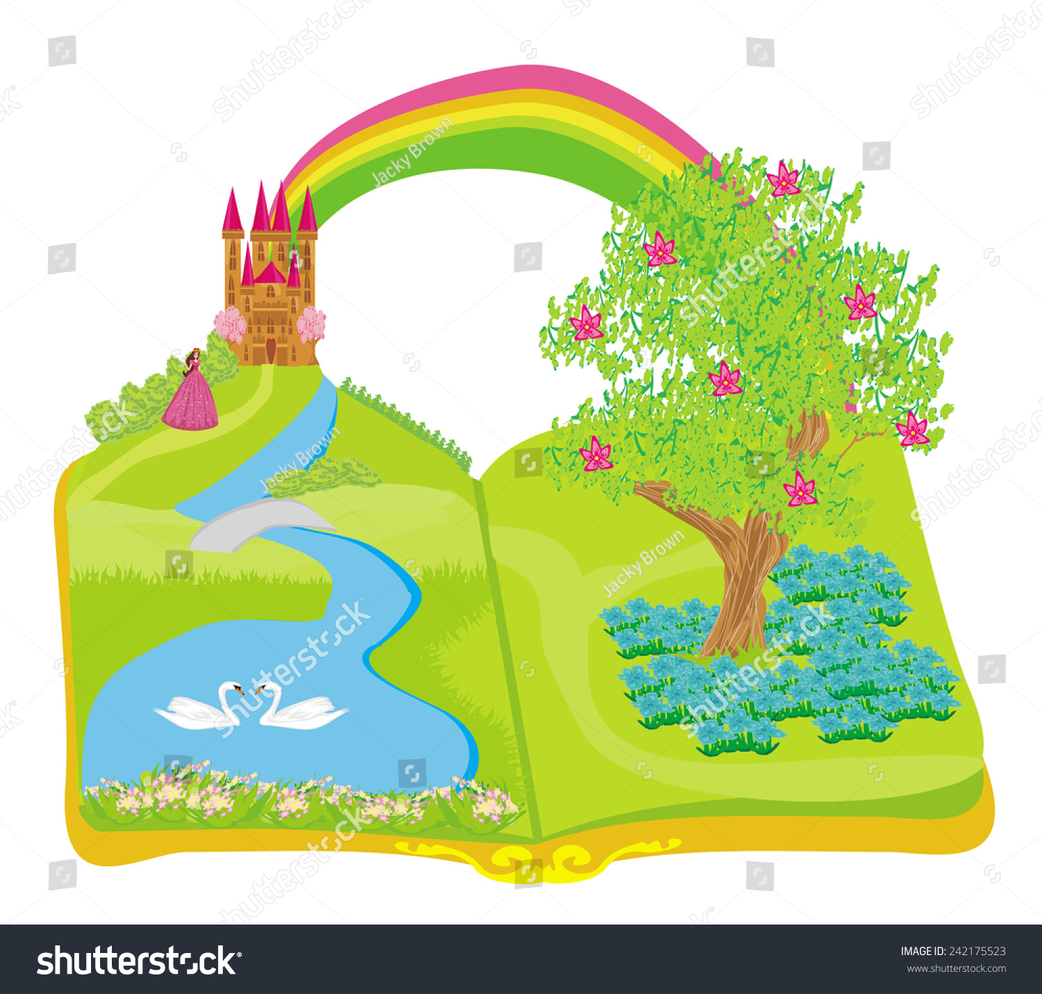 Open Book Beautiful Princess Garden Stock Vector Royalty Free 242175523