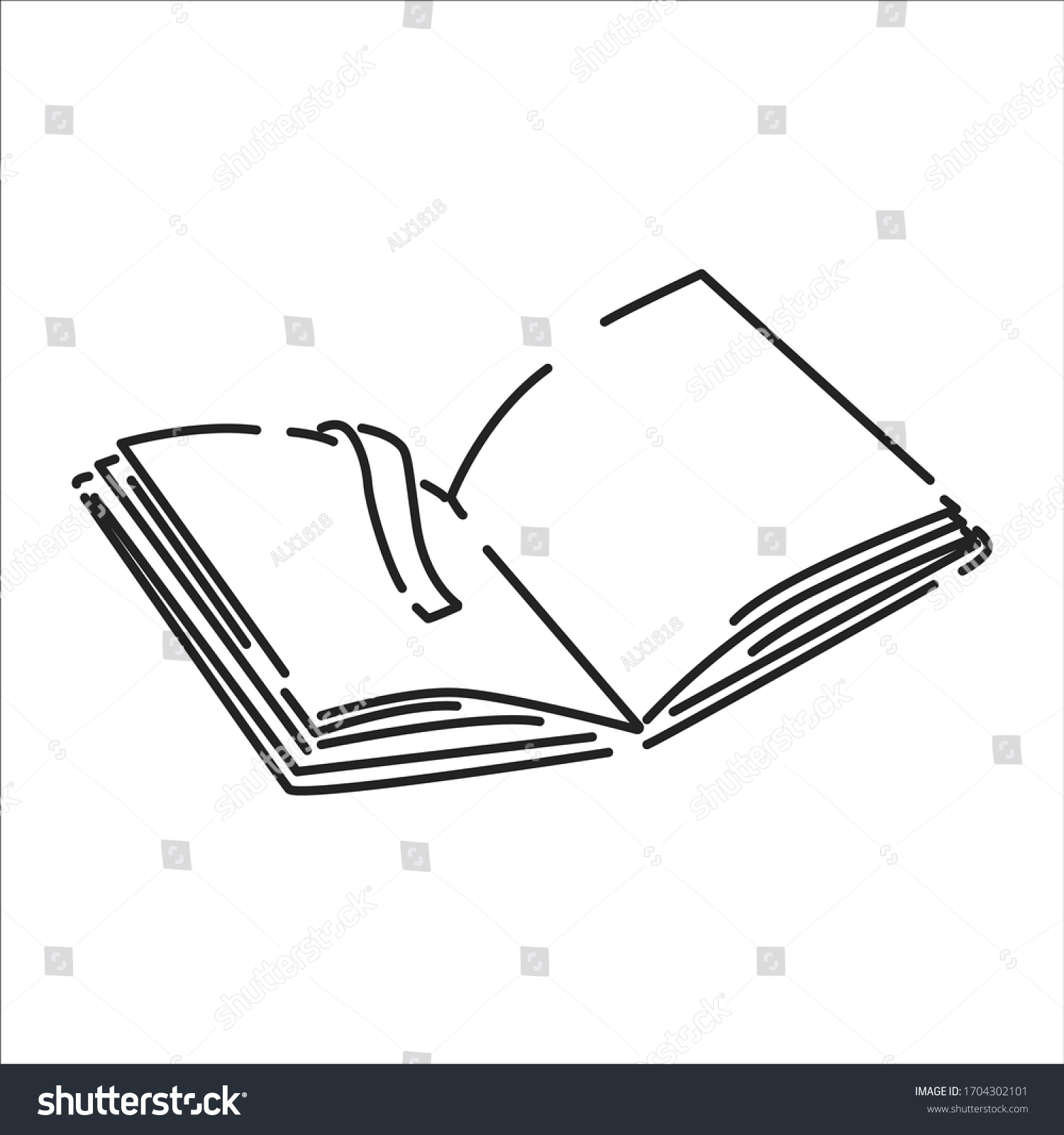 Open Book Black Line Icon Book Stock Vector (Royalty Free) 1704302101