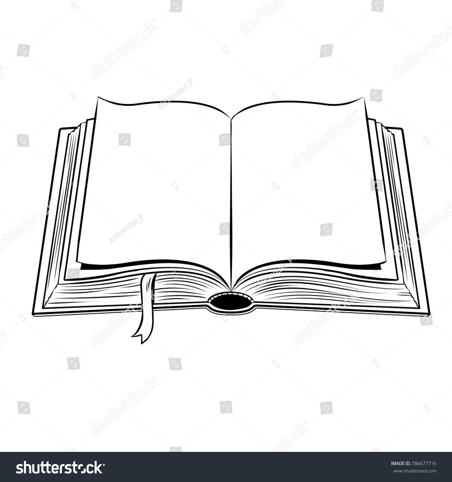 Open Book Coloring Vector Illustration Comic Stock Vector (Royalty Free