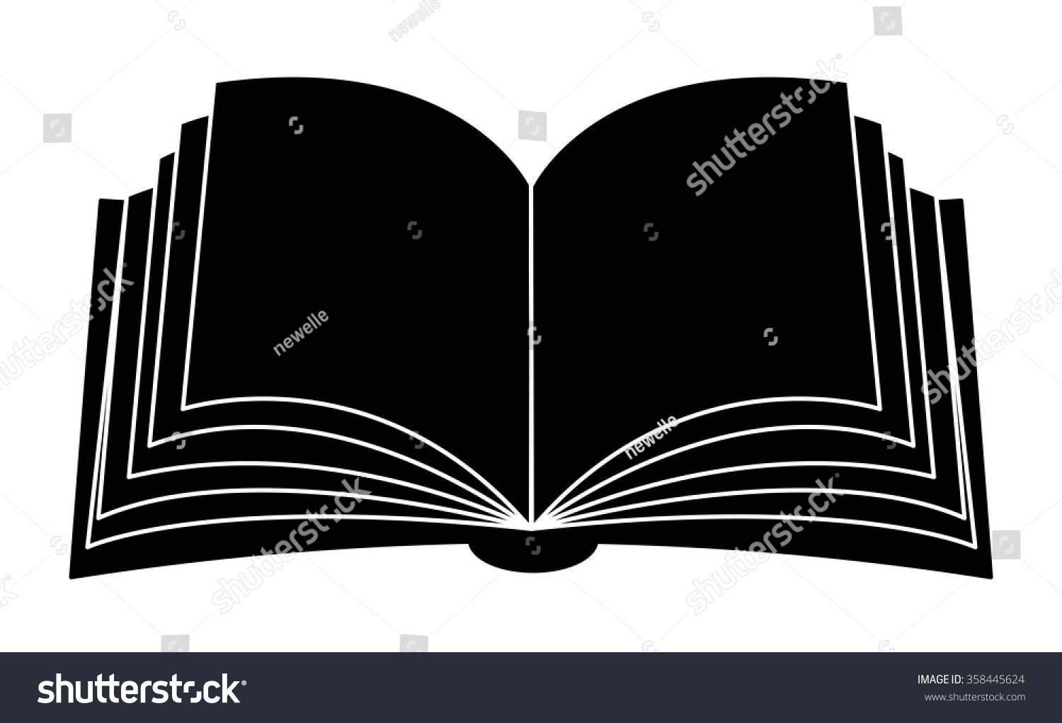 Open Book Vector Clipart Silhouette Symbol Stock Vector ...