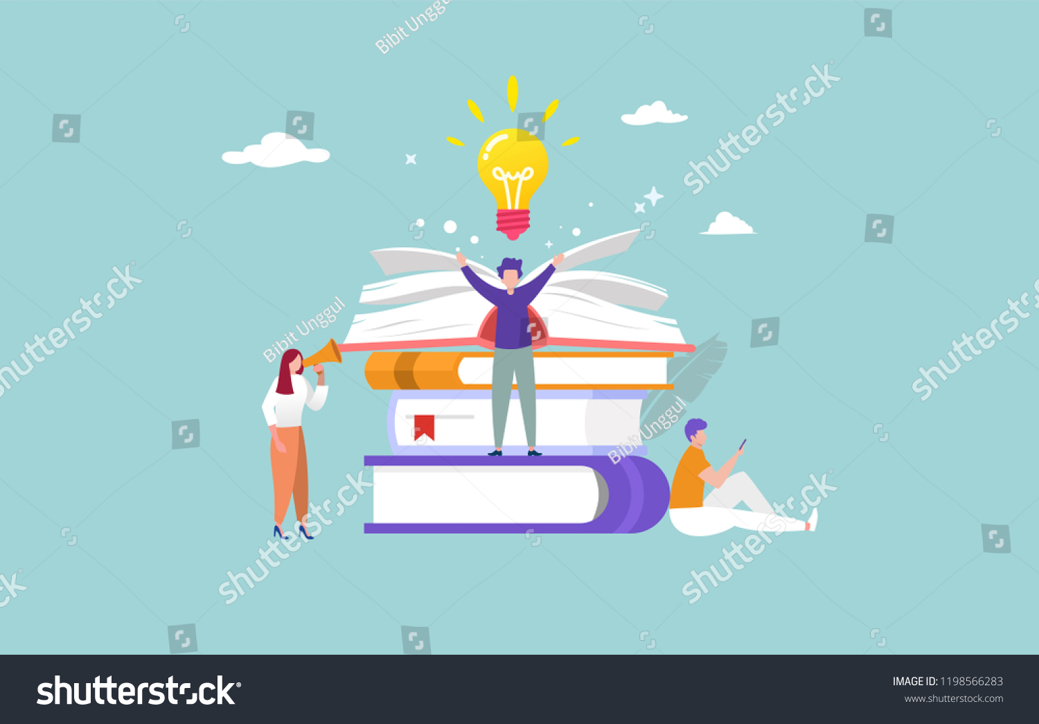 Open Book Character Light Bulb Vector Stock Vector (Royalty Free ...