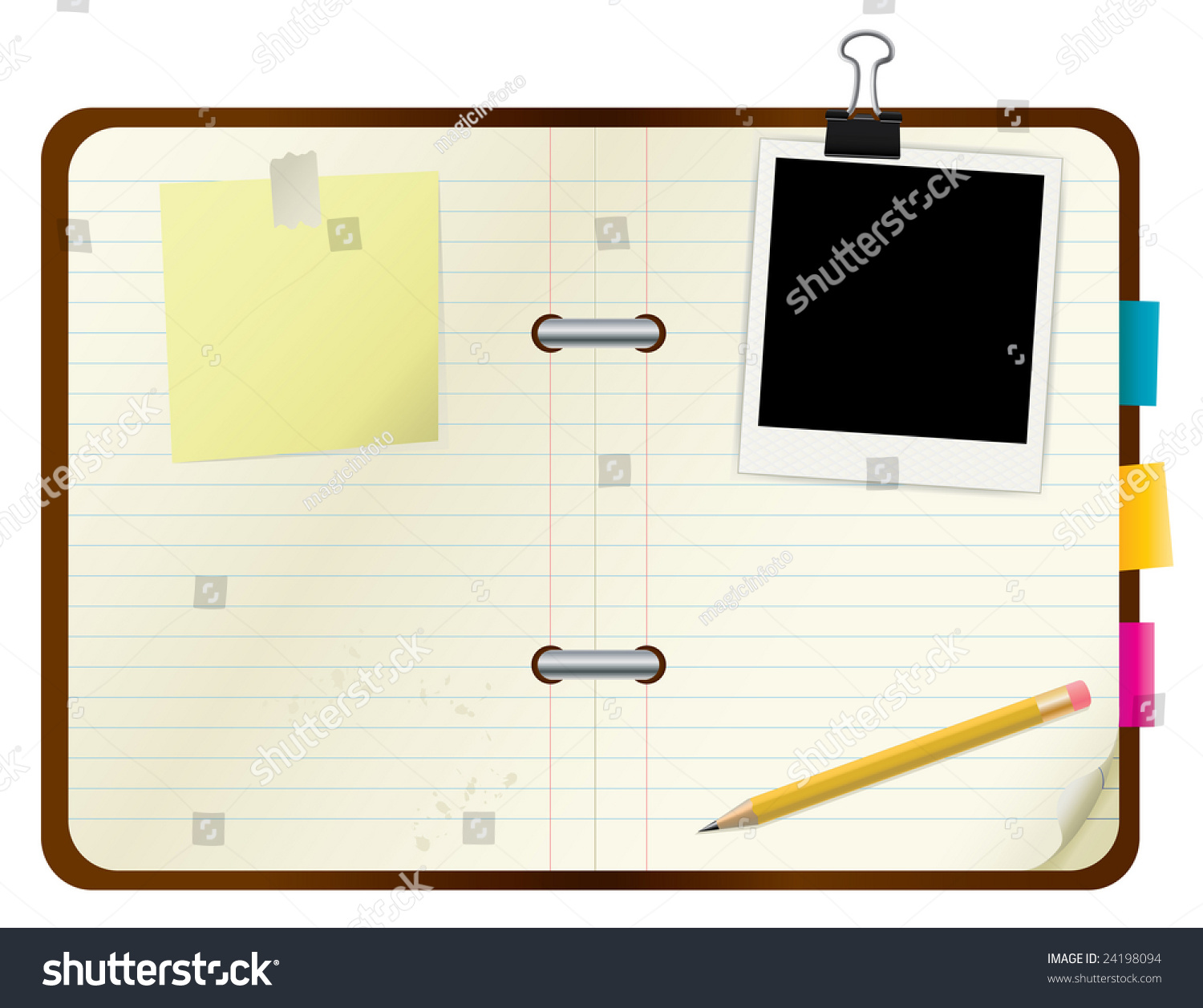 Open Book Picture Frame Postits Vector Stock Vector (Royalty Free) 24198094