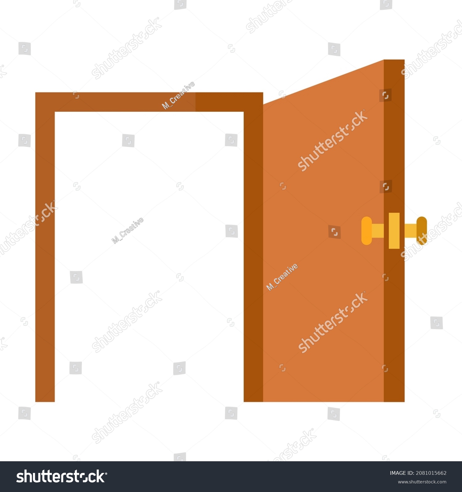 Open Door Flat Clipart Vector Illustration Stock Vector (Royalty Free ...