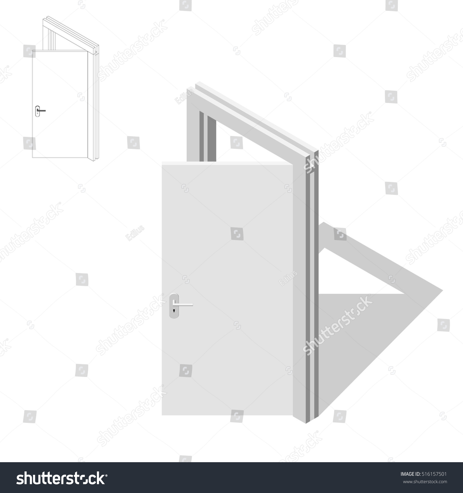 Open Door Isolated On White Background Stock Vector 516157501