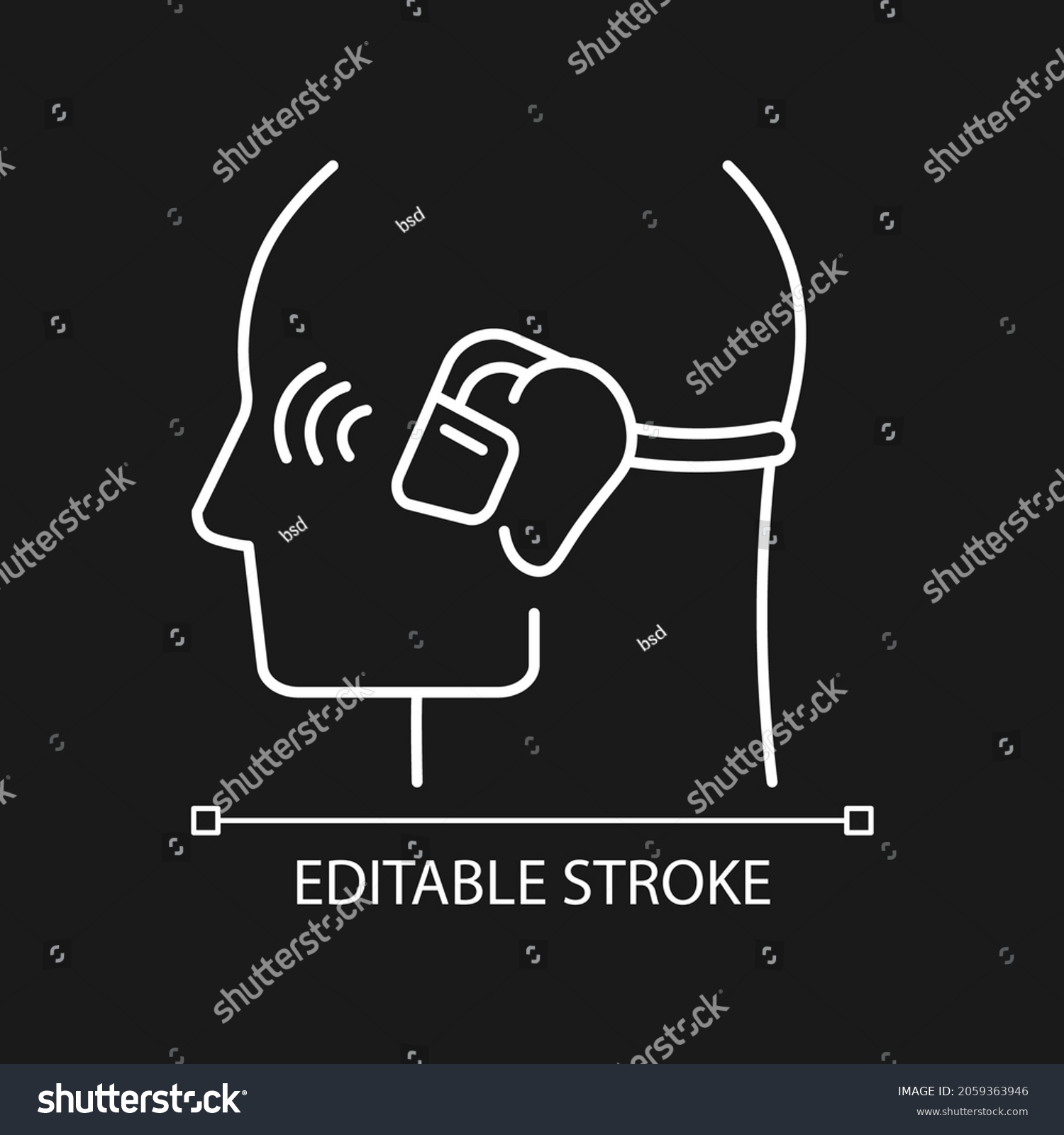 SVG of Open ear wireless headphones white linear icon for dark theme. Bone conduction earphones. Thin line customizable illustration. Isolated vector contour symbol for night mode. Editable stroke svg