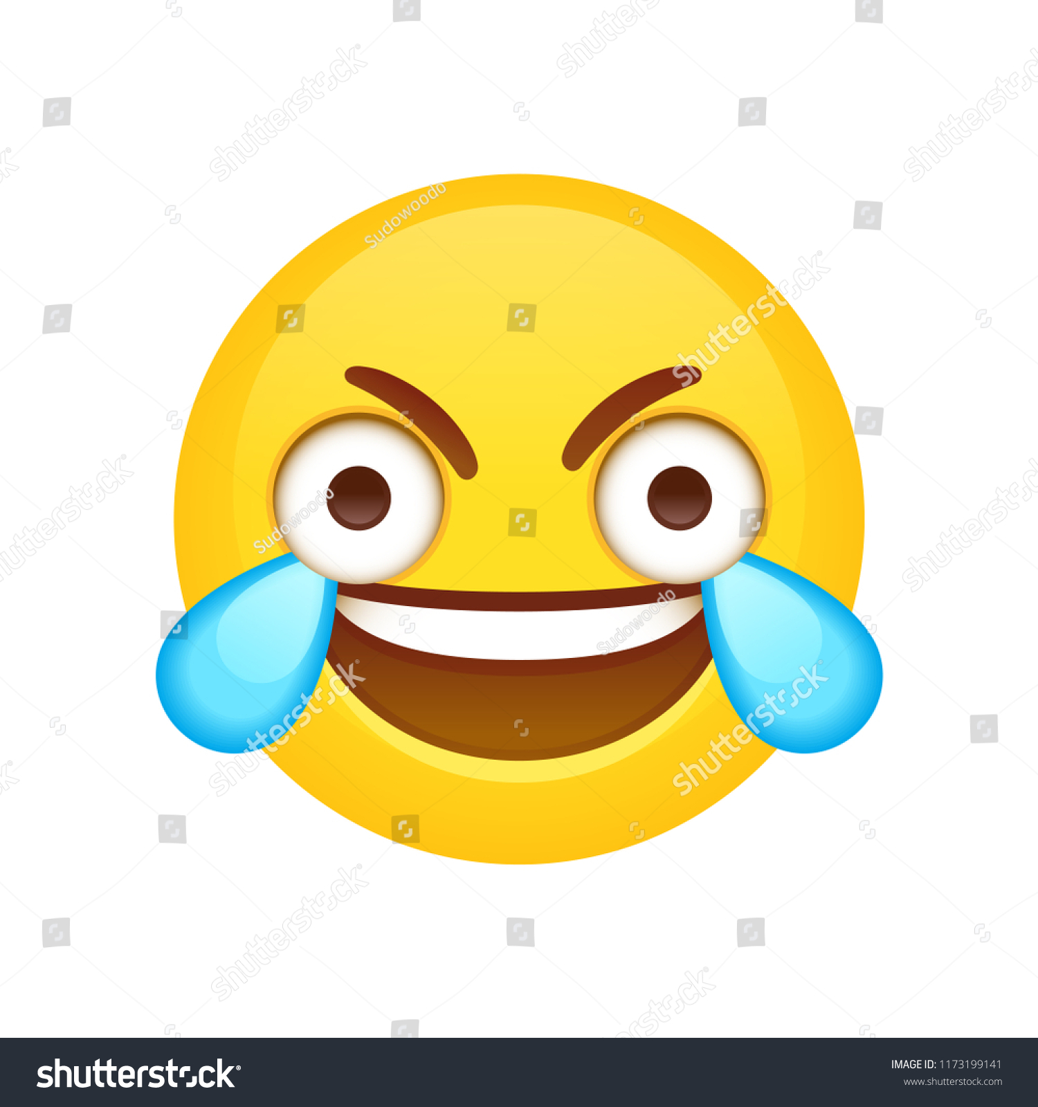 Open Eye Crying Laughing Emoji Funny Stock Vector Royalty Free