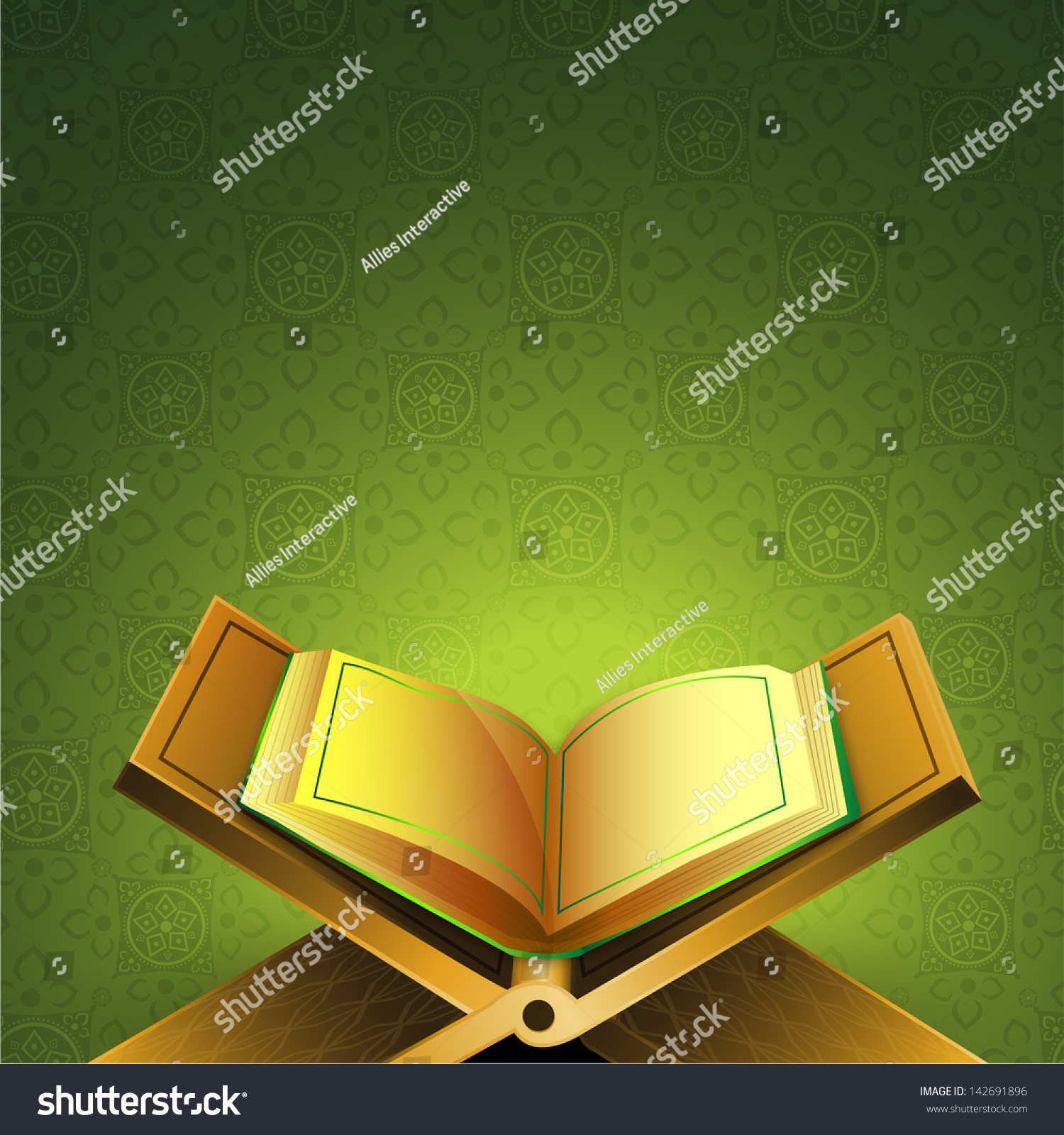 Open Holy Islamic Religious Book Quran Stock Vector 142691896 ...