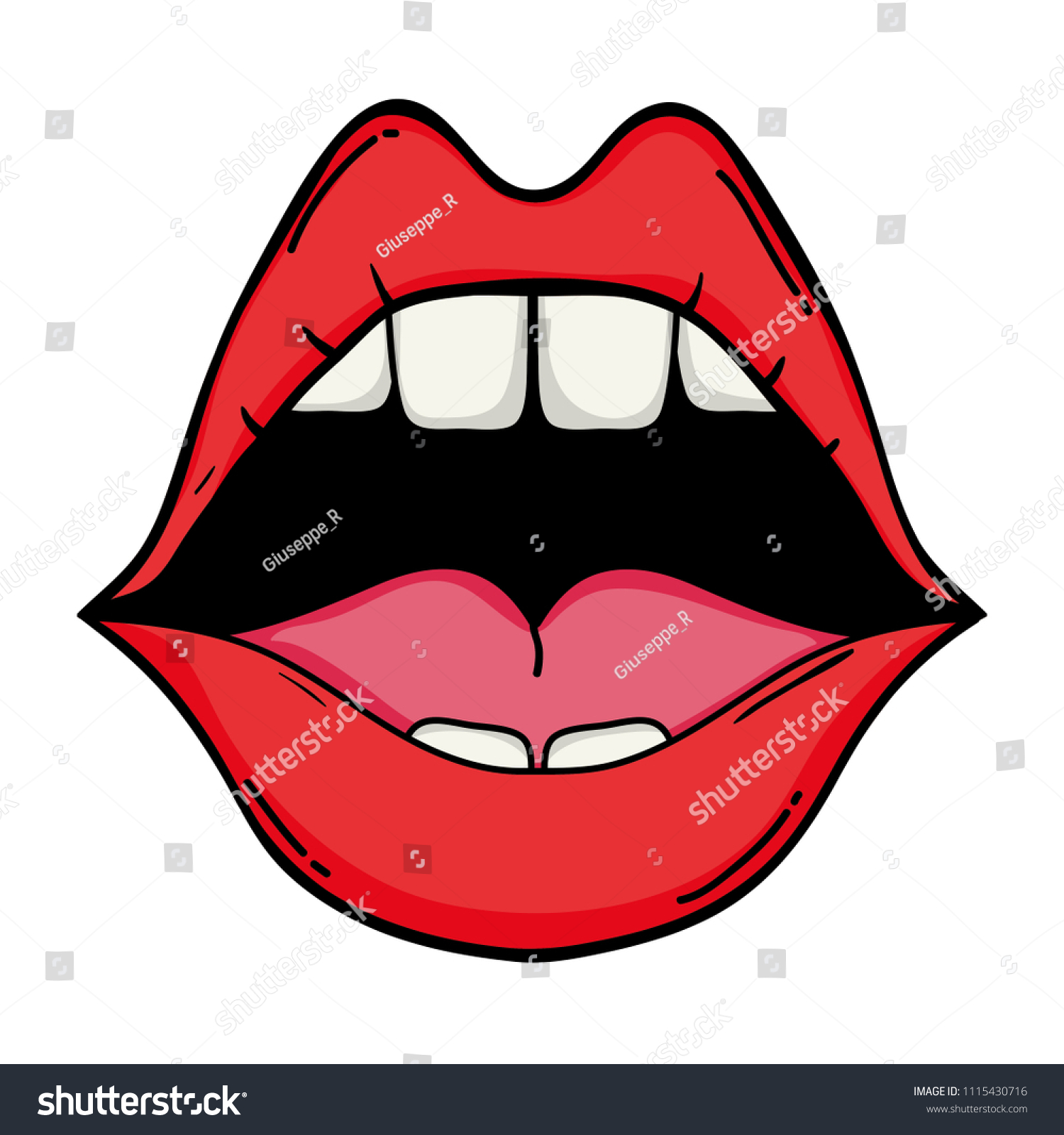 Open Mouth Teeth Beauty Lips Stock Vector Royalty Free 1115430716