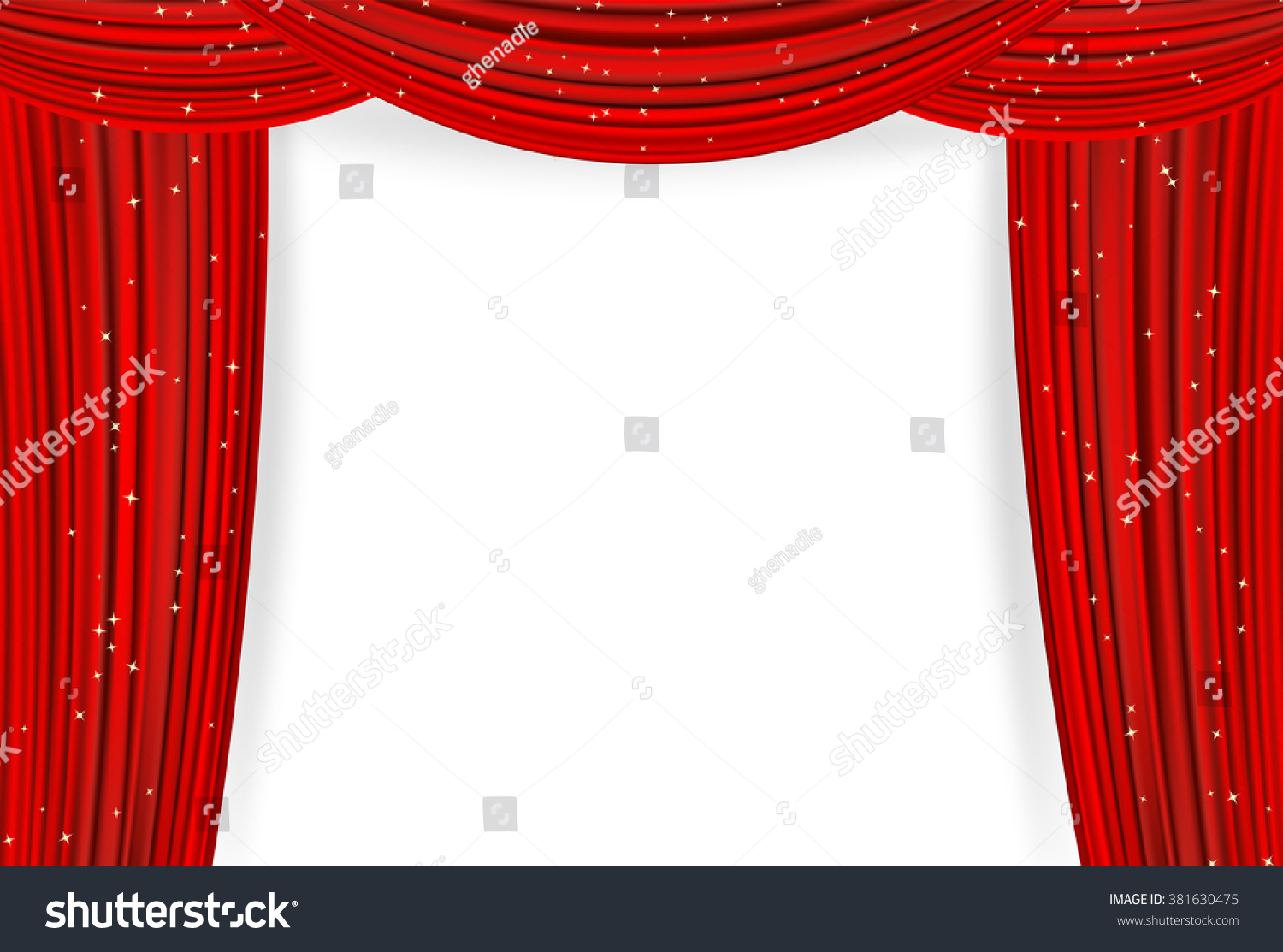 Open Red Curtains Stars On White Stock Vector 381630475 - Shutterstock