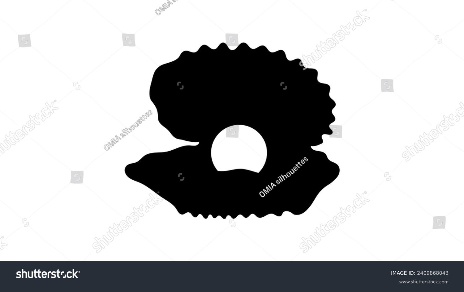 black oyster silhouette, open, white background clip art preview
