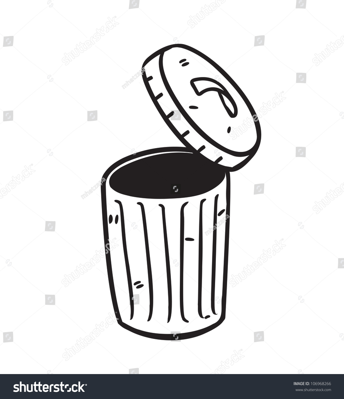 Open Trash Bin In Doodle Style Stock Vector Illustration 106968266 ...