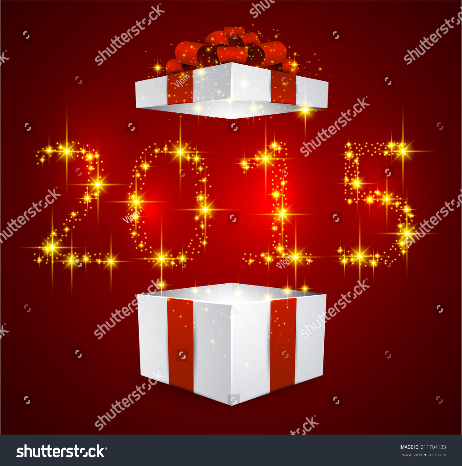 Opened 3d Realistic Gift Box Red Stock Vector (Royalty Free) 211704133