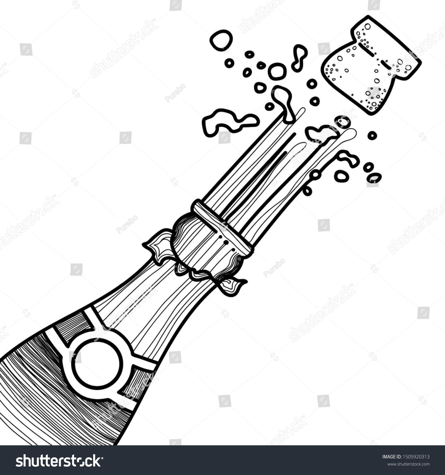 Opening Popping Champagne Bottle Vector Stock Vector (Royalty Free ...