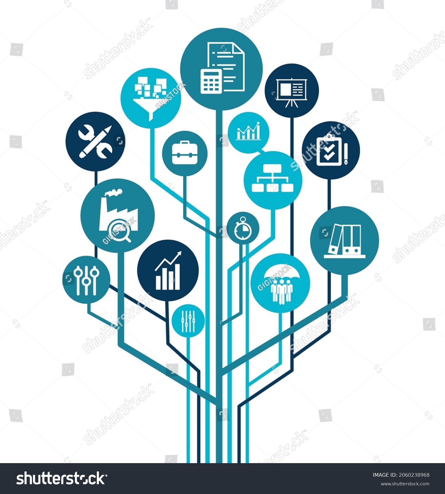 Operations Management Vector Illustration Blue Concept Stock Vector ...