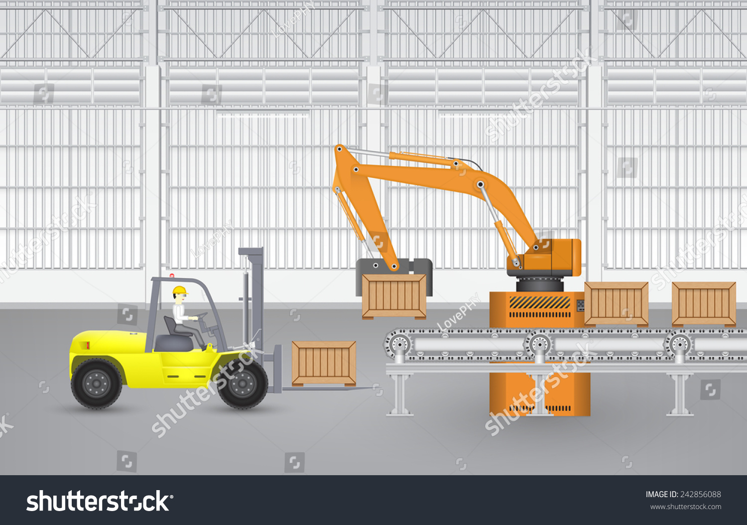 Operator Control Forklift Working Robot Product Stock Vector (Royalty ...