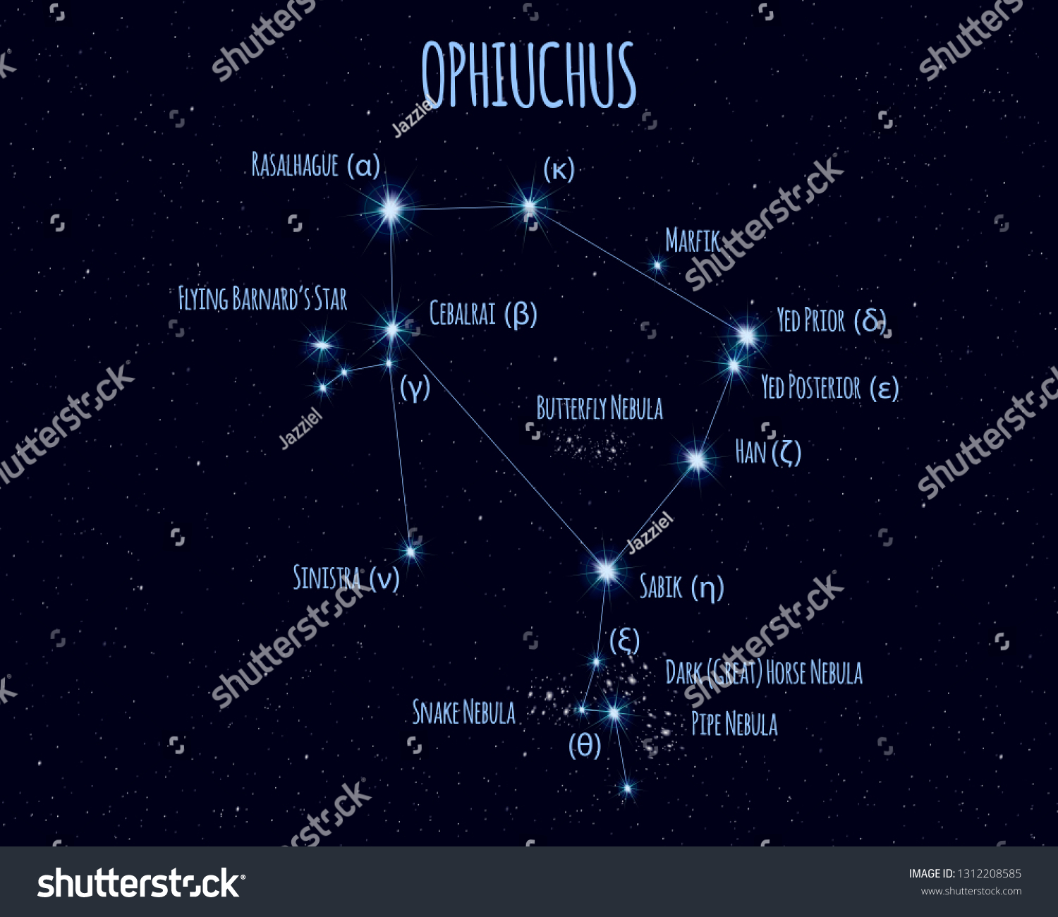 Ophiuchus Serpent Bearer Constellation Vector Illustration Stock Vector ...