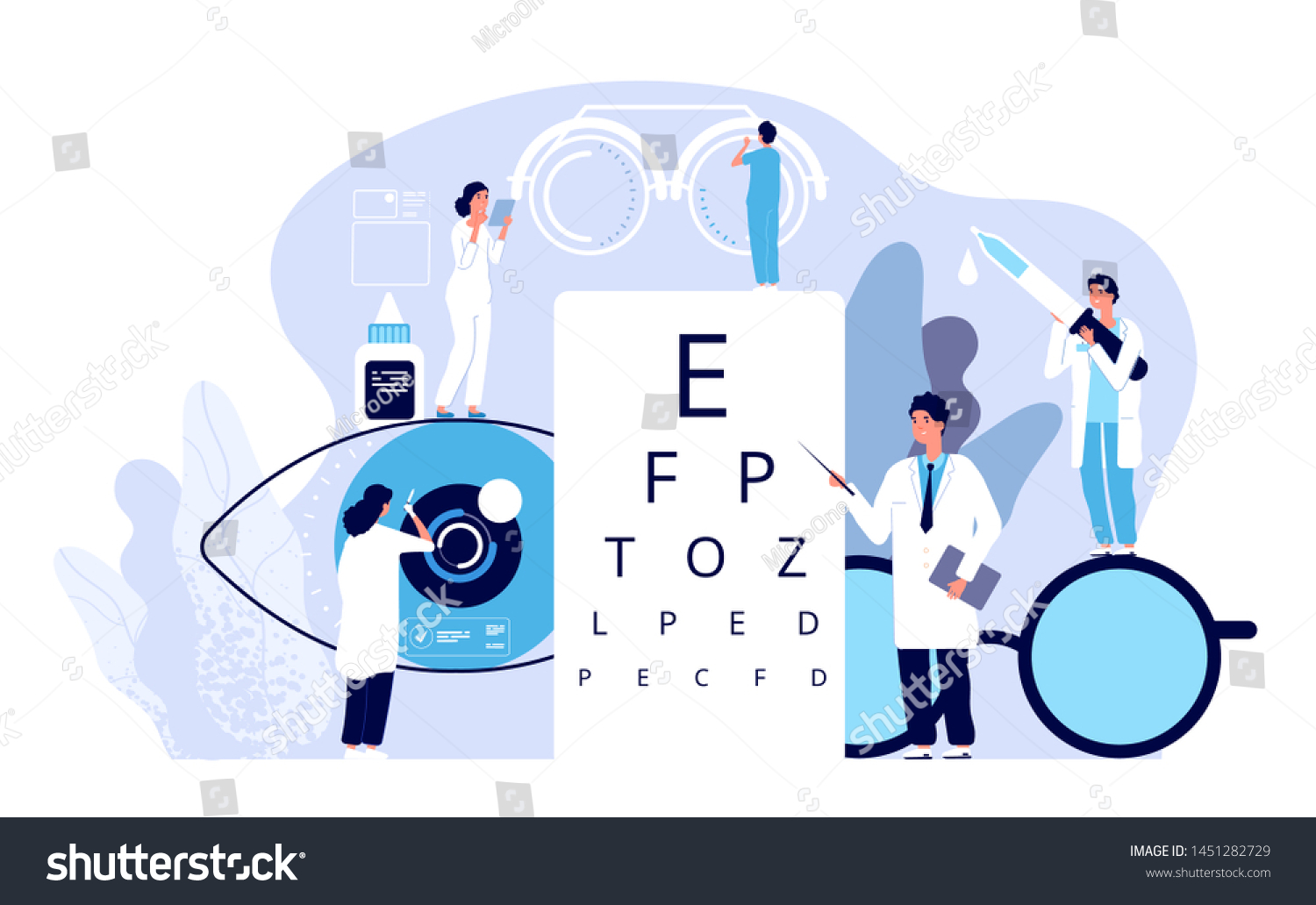 眼科のコンセプト 眼科医は患者の視力を調べる 光学的な目のテスト 眼鏡の技術 ベクター画像の美しい背景 眼科医学 光学的視力検査イラスト のベクター画像素材 ロイヤリティフリー