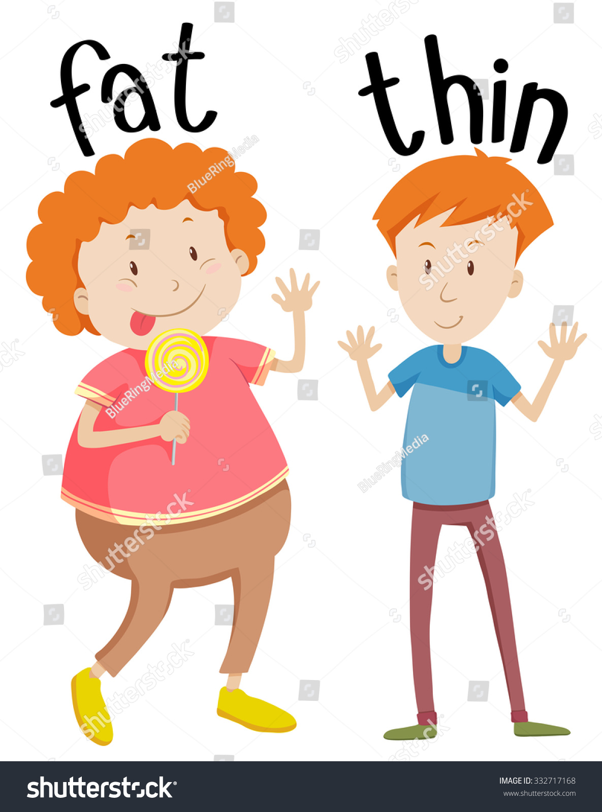 Opposite Adjectives Fat Thin Illustration Stock Vector 332717168 ...