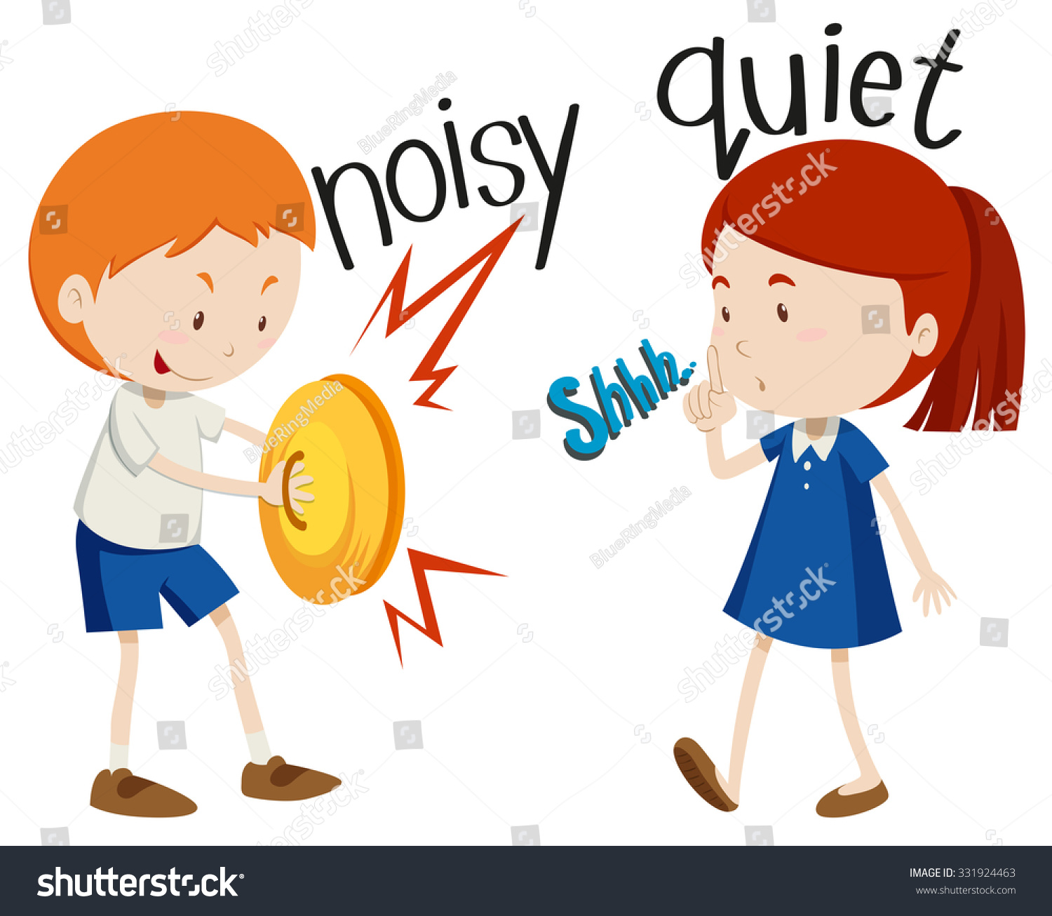 opposite-adjectives-noisy-quiet-illustration-stock-vector-royalty-free