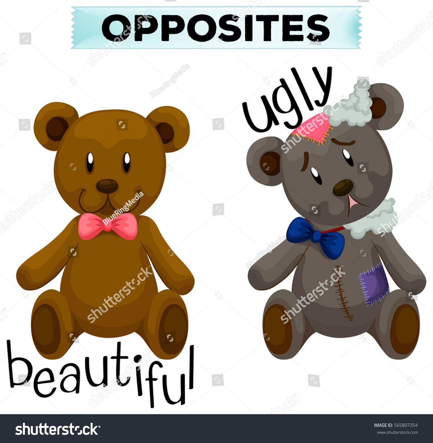 opposite-adjectives-with-cute-and-ugly-royalty-free-vector