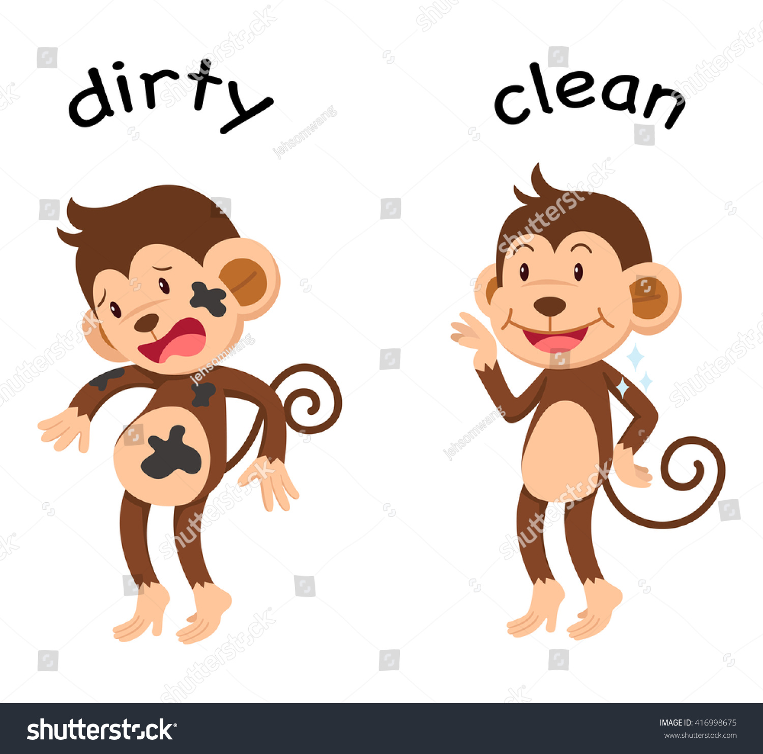 Opposite Words Dirty Clean Vector Illustration 库存矢量图（免版税） 416998675