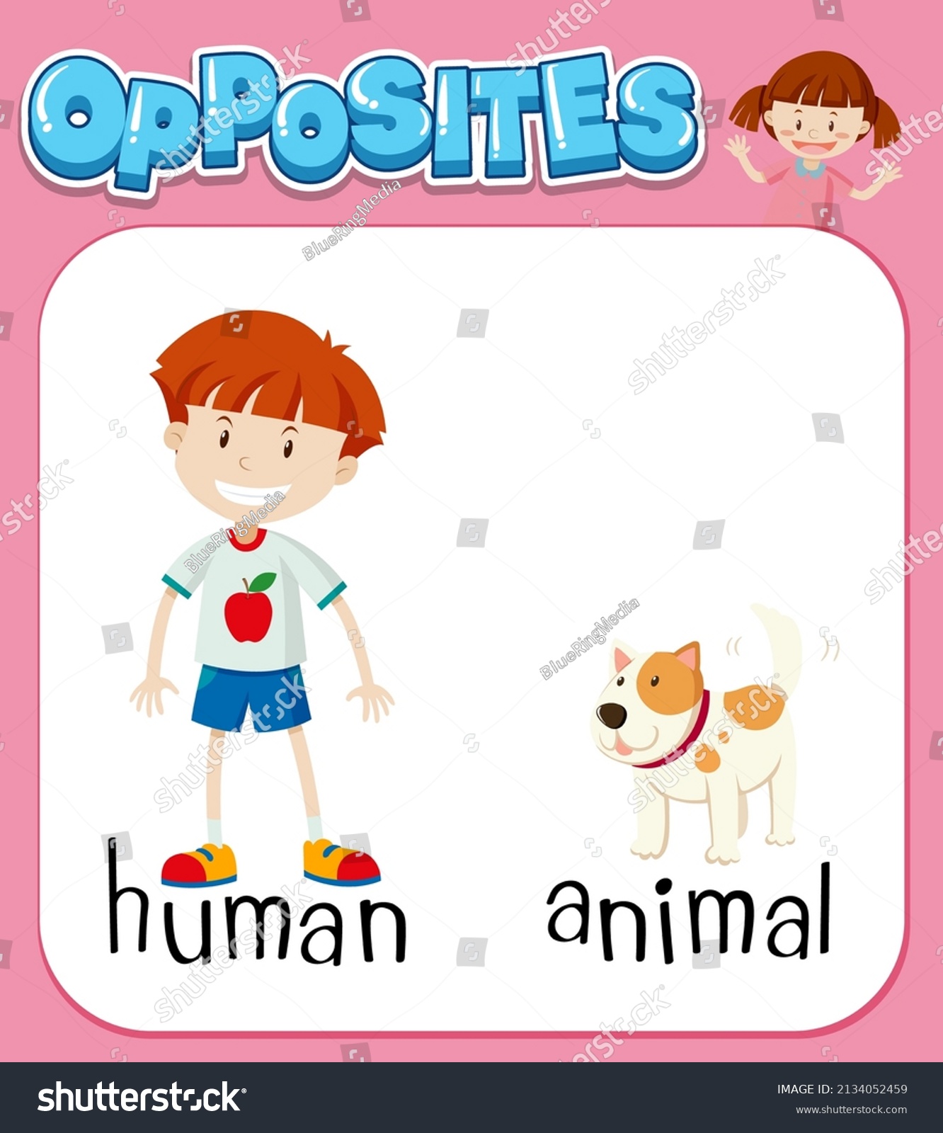 Opposite Words Human Animal Illustration Stock Vector (Royalty Free ...