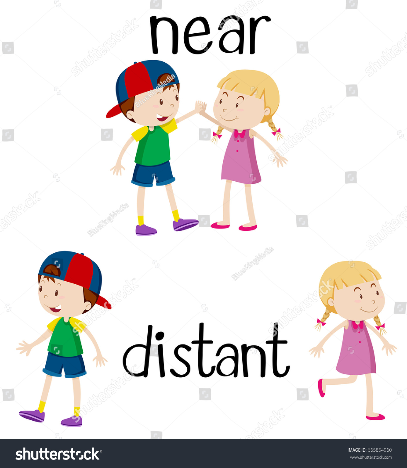 Opposite Words Near Distant Illustration Stock Vector Royalty Free