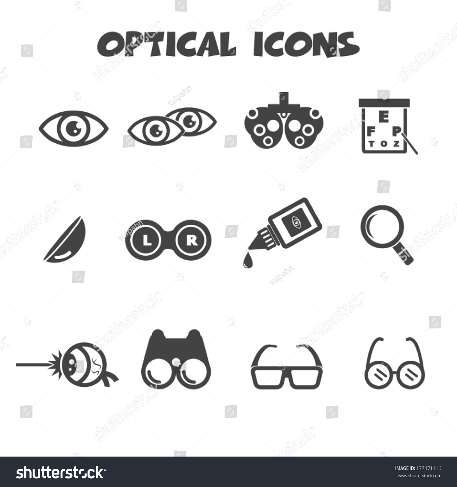 Optical Icons Vector Symbols Stock Vector 177471116 Shutterstock