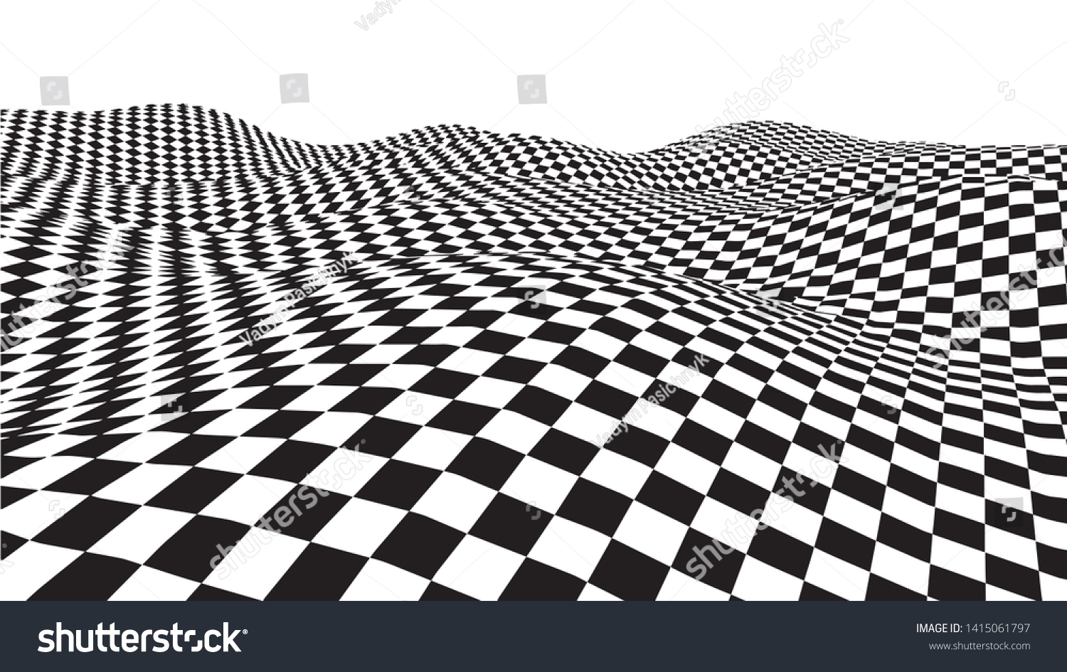 錯視波 チェスの波板 抽象的な3d白黒のイラスト 波状の歪み効果を持つ 横線の縞模様または背景 ベクターイラスト のベクター画像素材 ロイヤリティ フリー