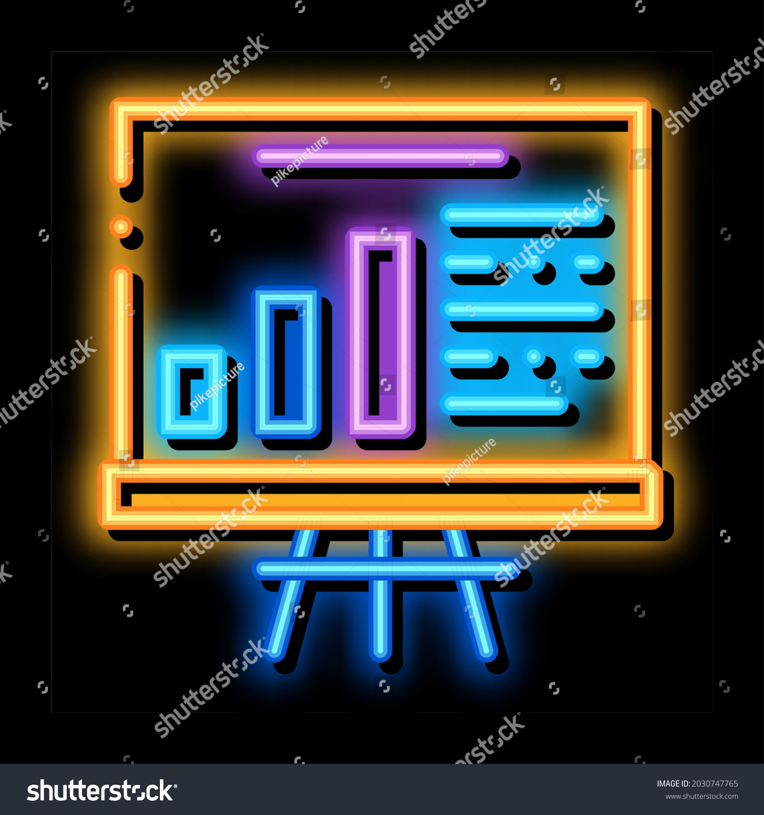 SVG of optimization study diagram chart neon light sign vector. Glowing bright icon optimization study diagram chart sign. transparent symbol illustration svg