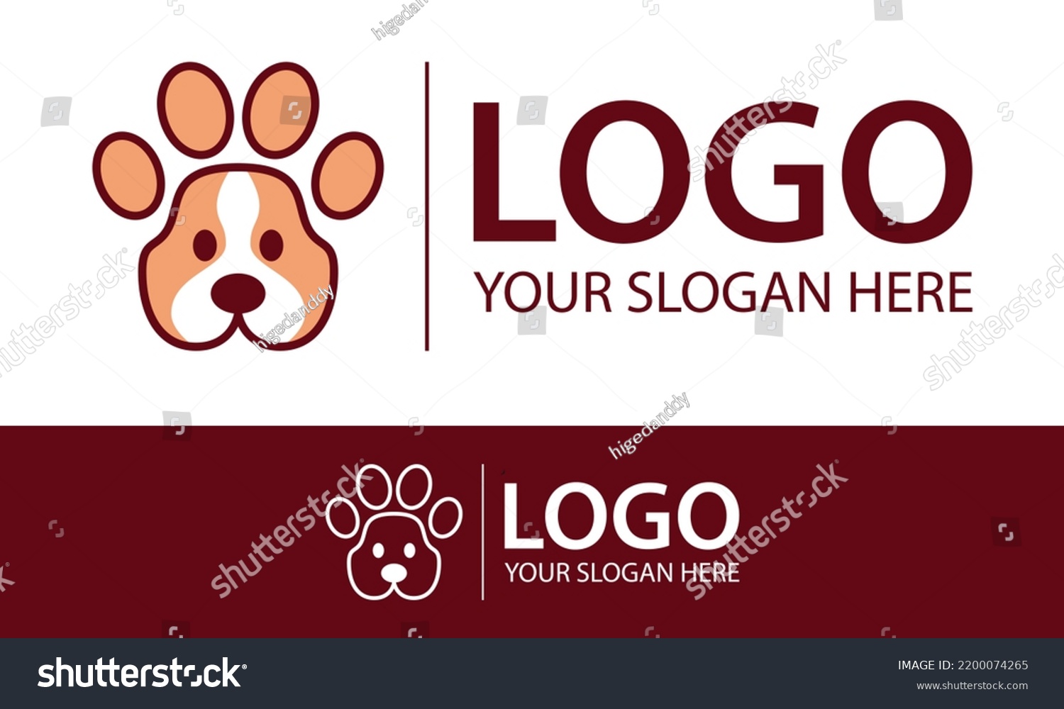 SVG of Orange and Brown Color Dog Face Paw Logo Design svg