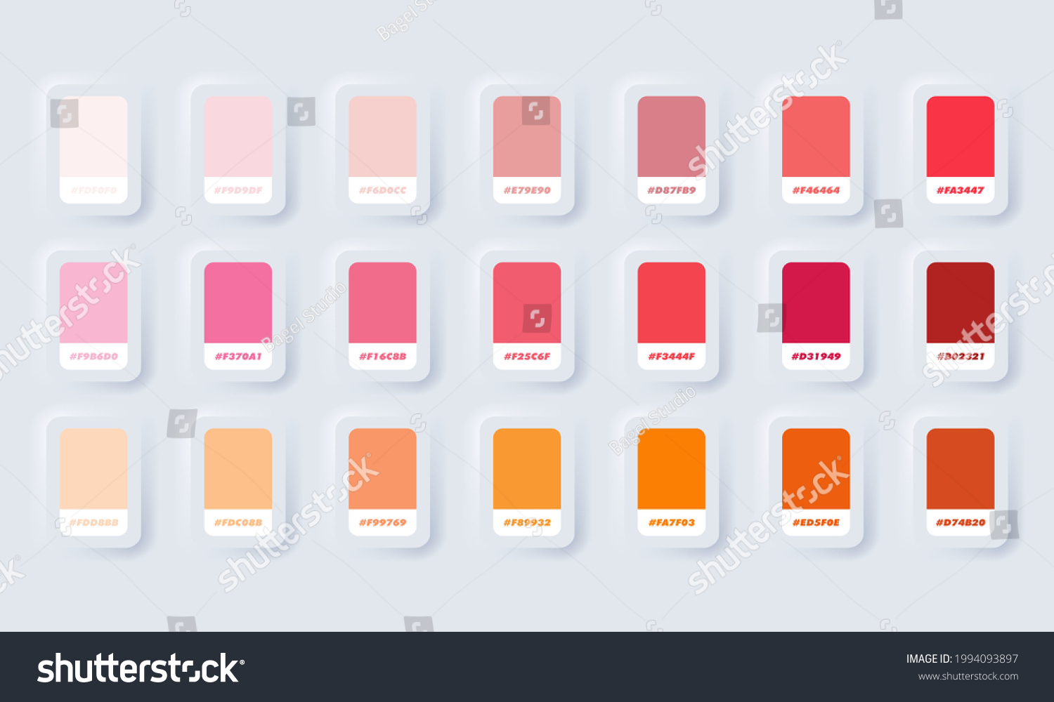 Orange Red Pastel Colour Palette Vector Stock Vector (Royalty Free ...