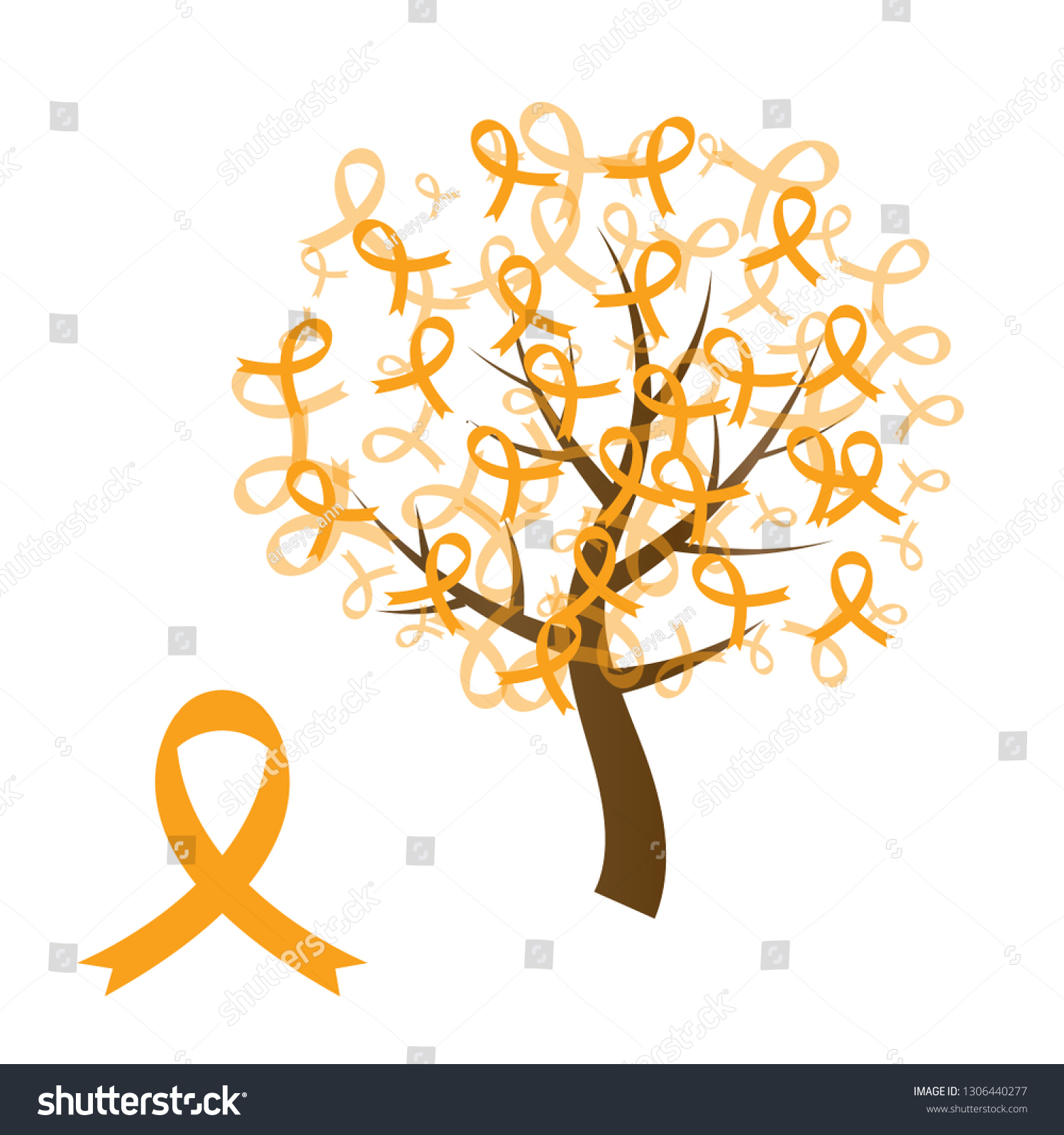 Orange Awareness Ribbons Tree Leukemia Multiple Stock Vector (Royalty ...