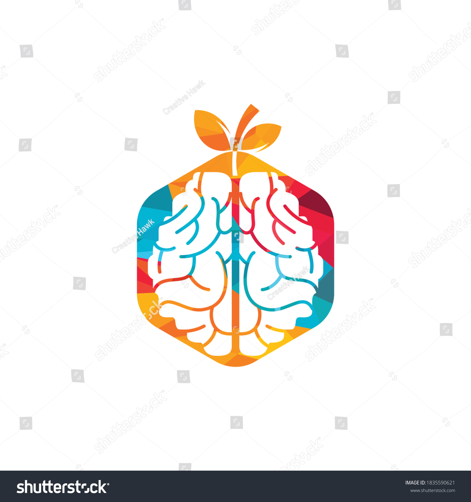 Orange Brain Vector Logo Design Logo Stock Vector (Royalty Free ...