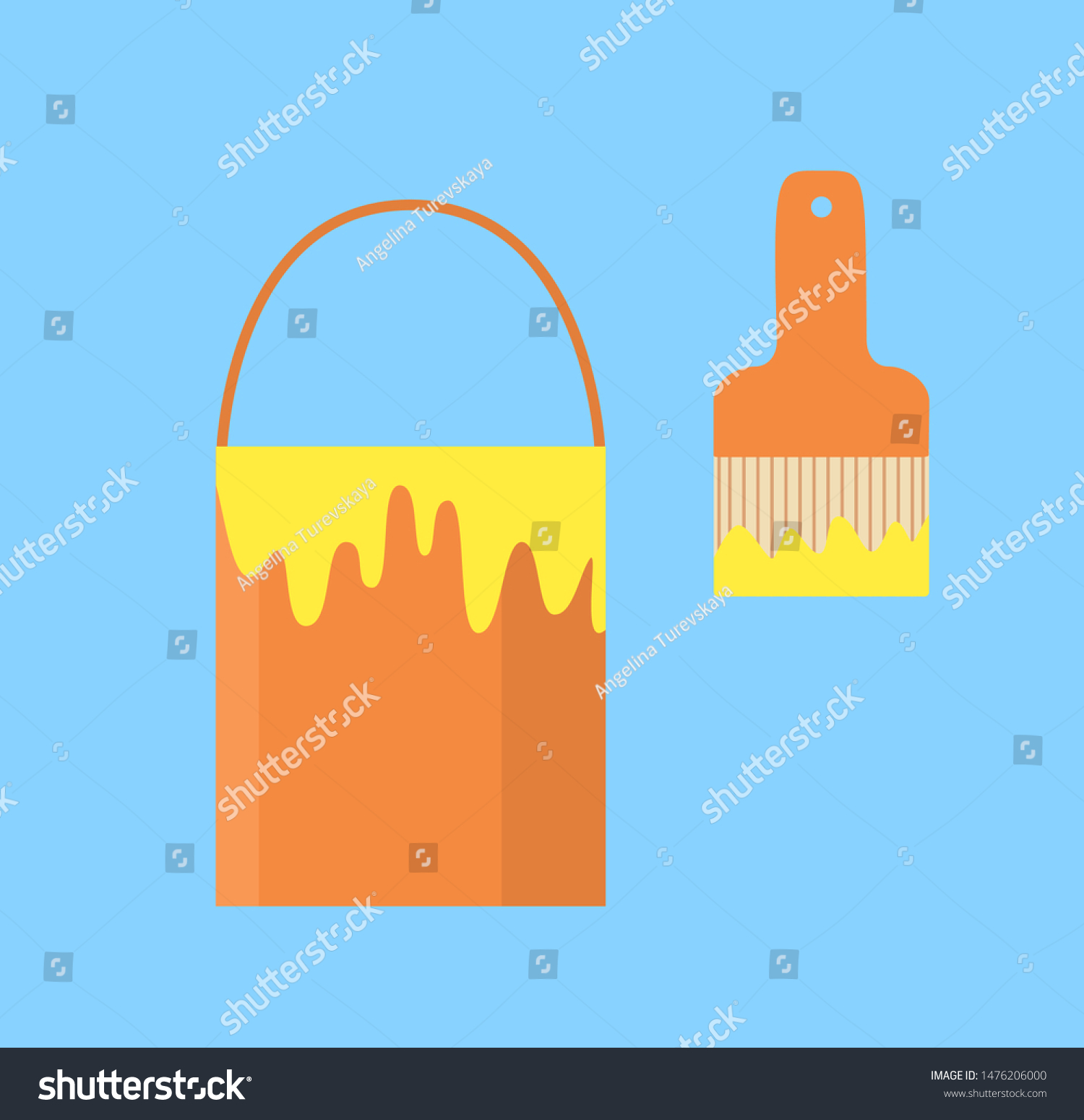 Download Orange Bucket Yellow Paint Paint Brush Stock Vector Royalty Free 1476206000 PSD Mockup Templates
