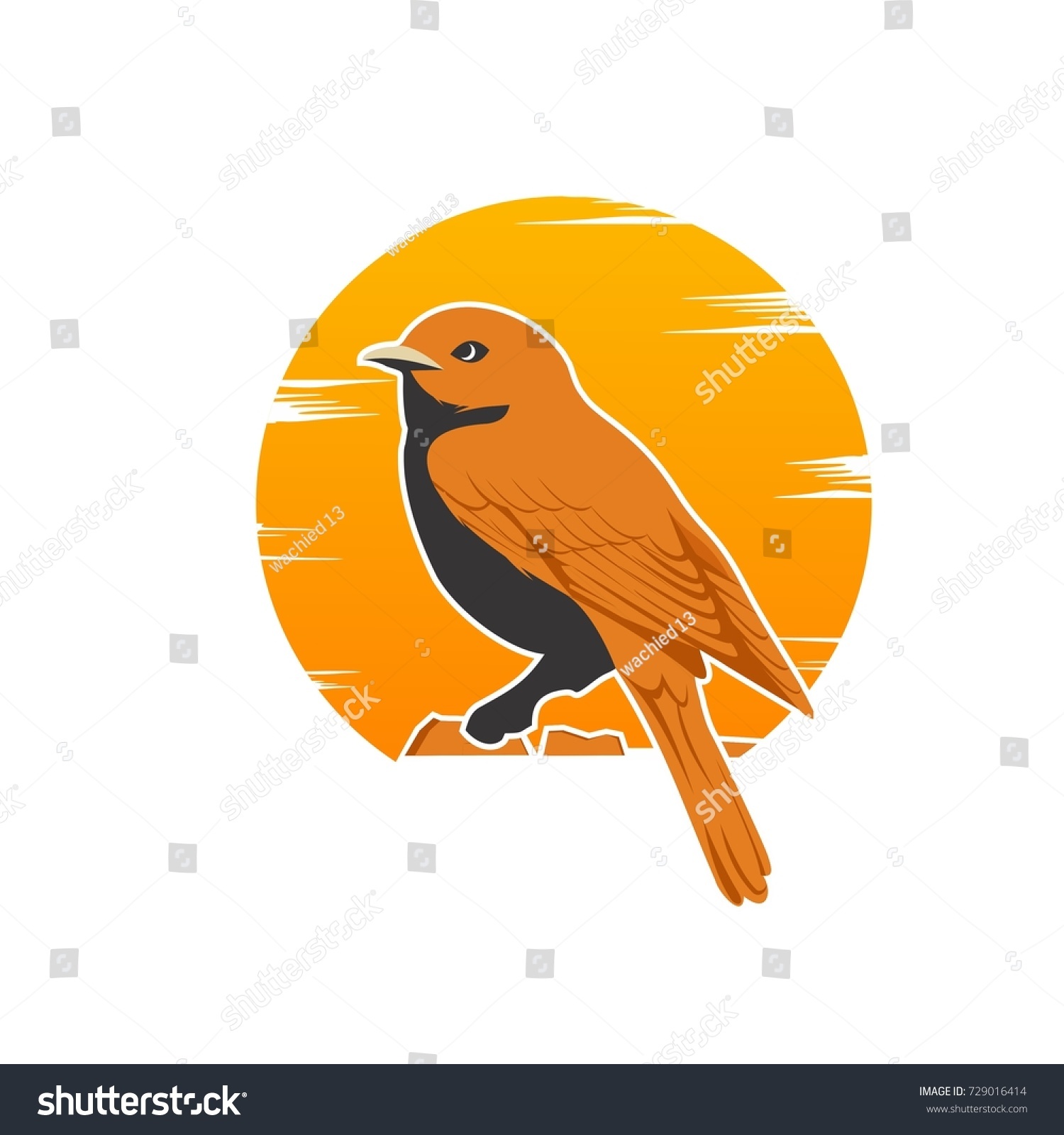 SVG of Orange Canary bird with the sun behind it, creative concept of bird logo design svg