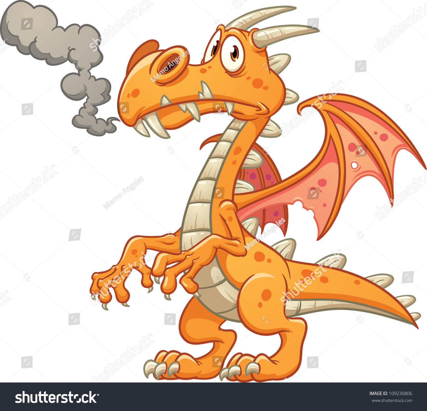  Orange  Cartoon  Dragon  Vector Illustration Simple Stock 