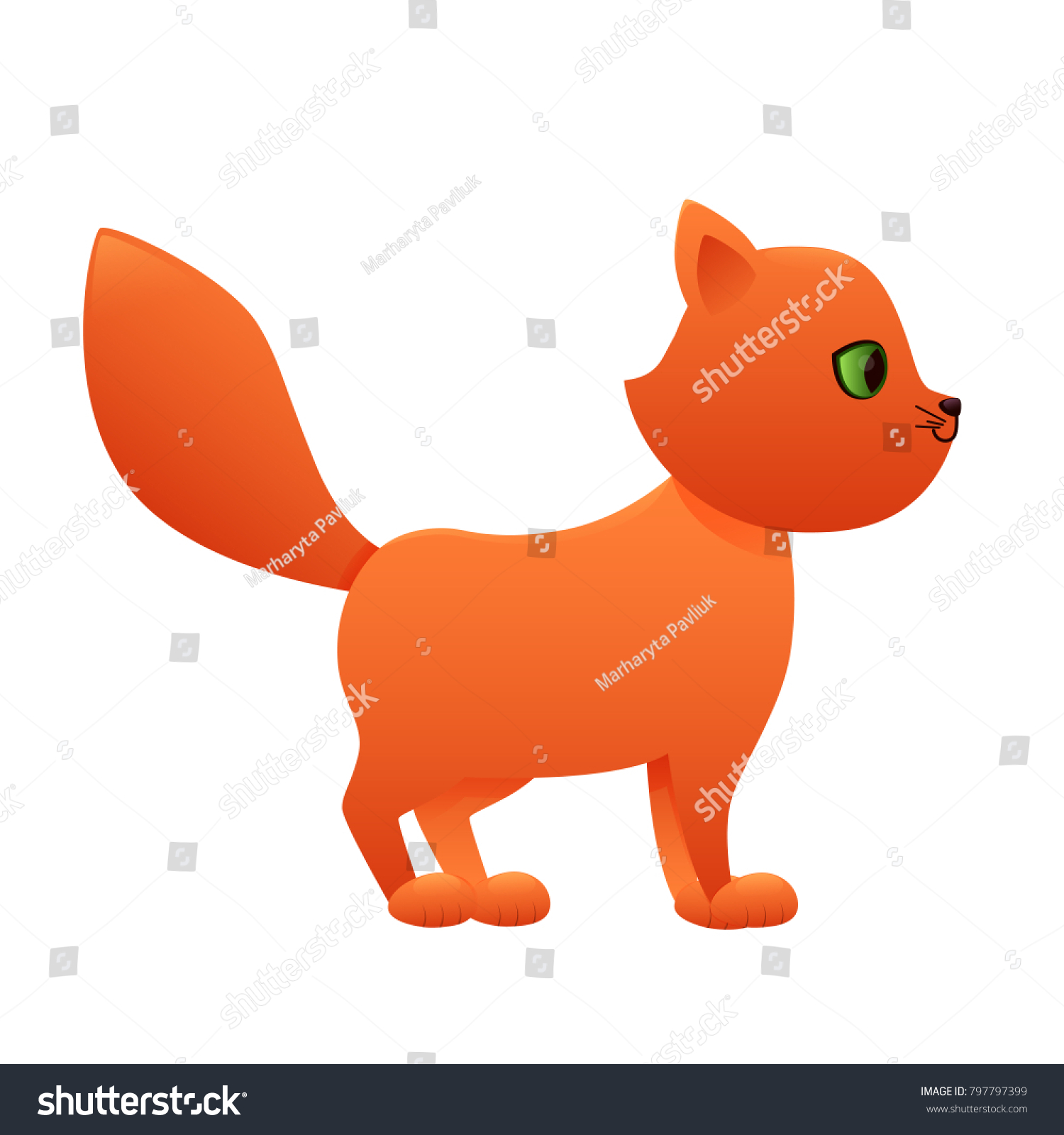 Orange Cat Cute Cartoon Character Isolated Stock Vector Royalty Free Shutterstock