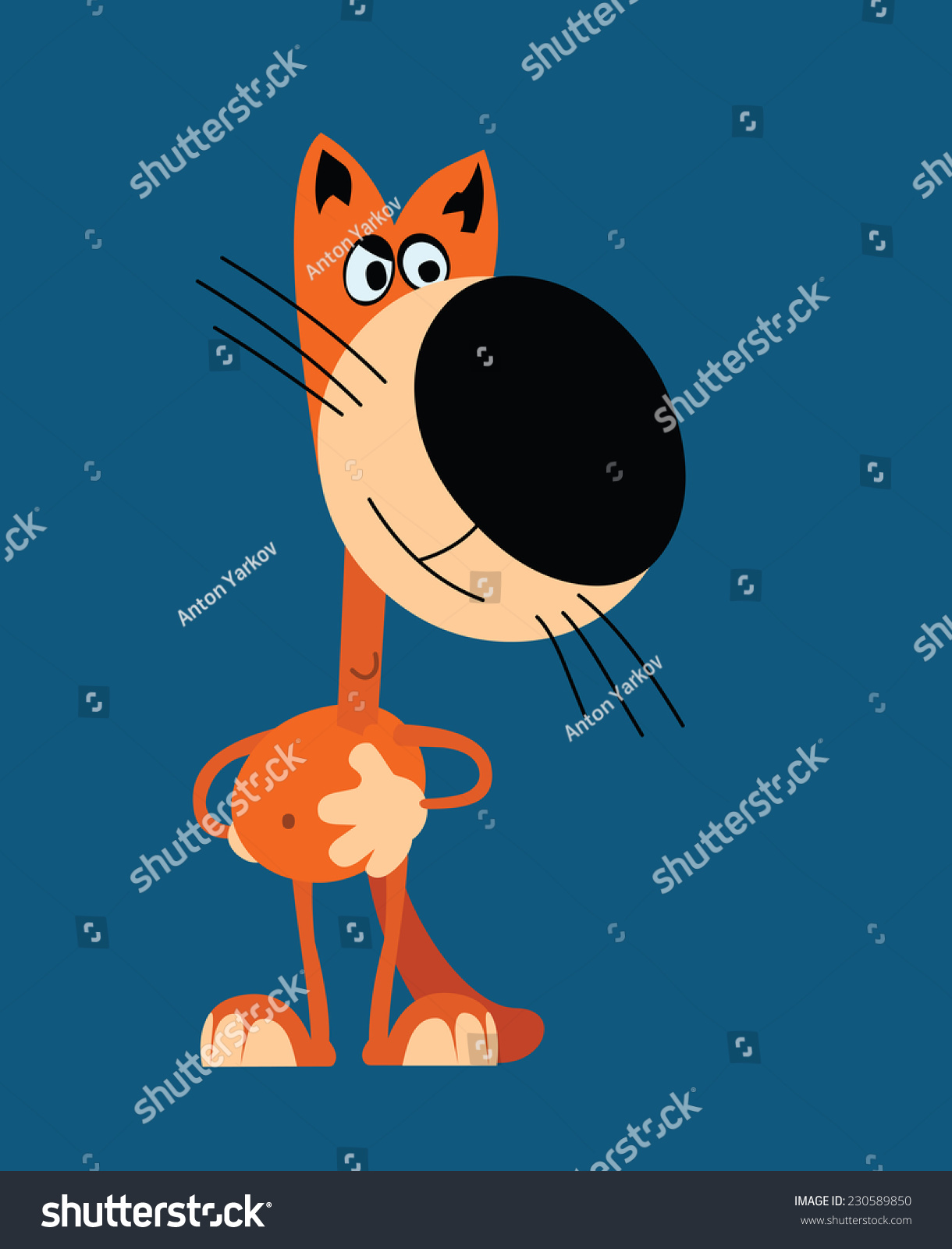 Orange Cat Looking Left This Cartoon Stock Vektor Royaltyfri