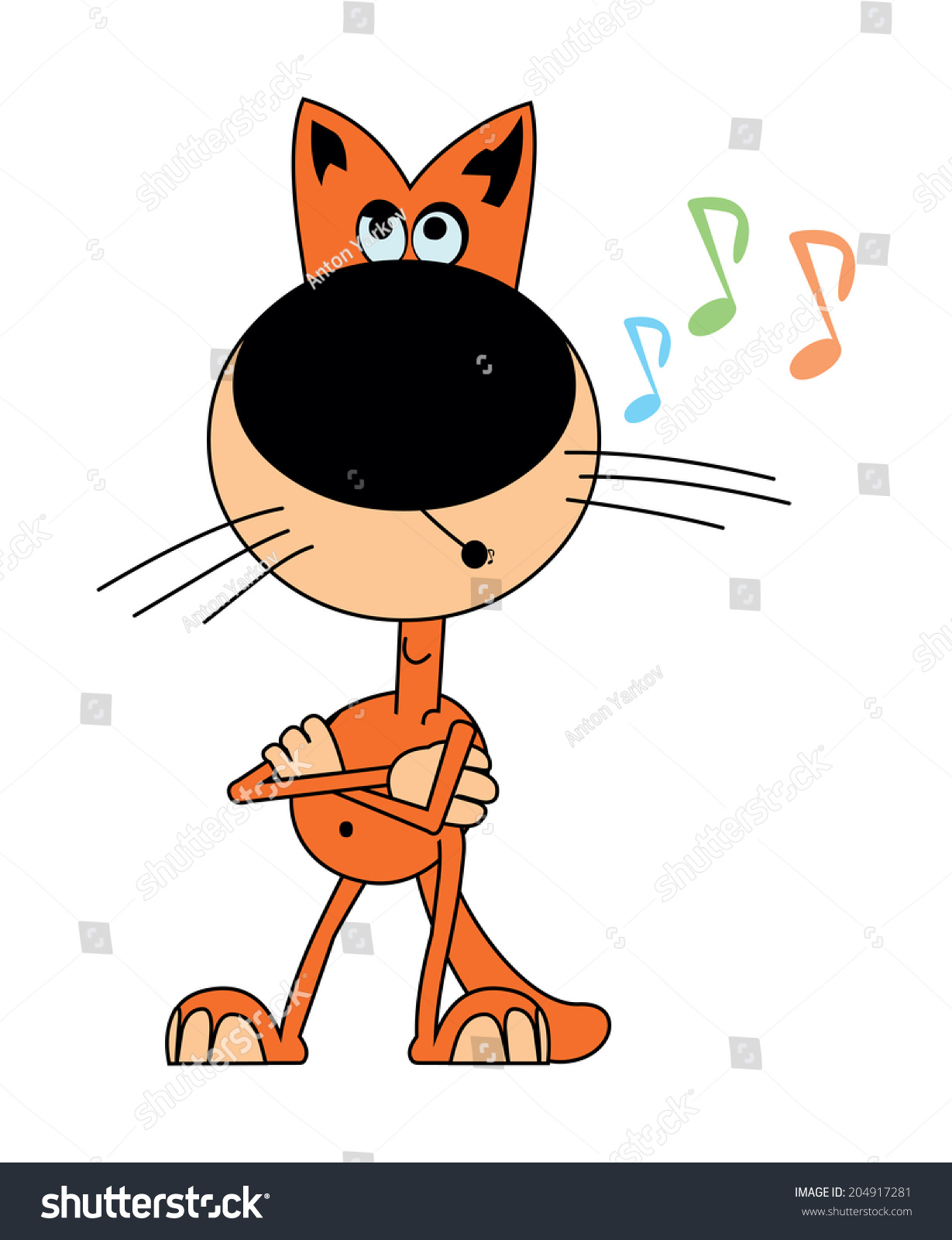 Orange Cat Whistling This Cartoon Character Stock Vector Royalty Free Shutterstock