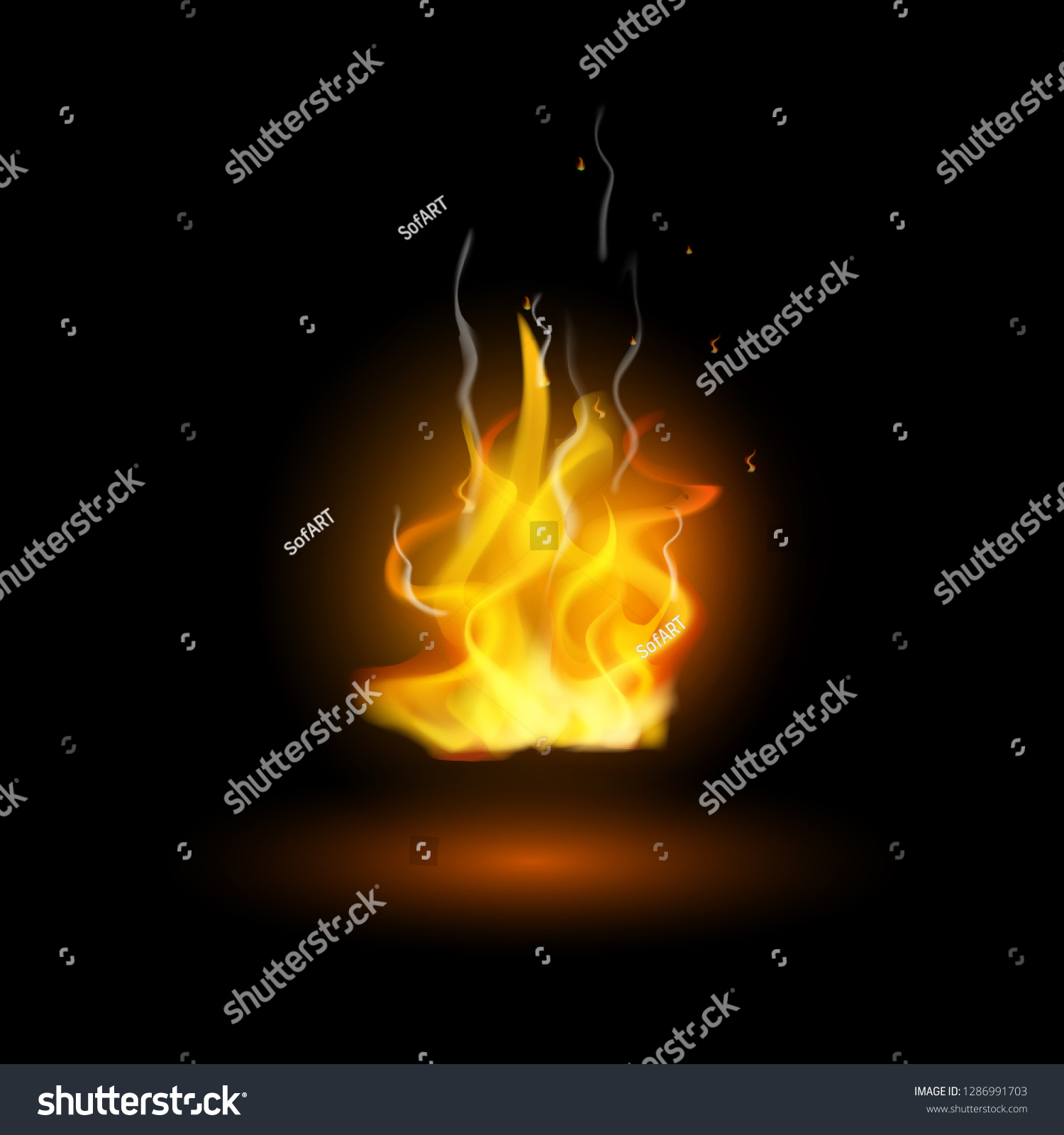 Orange Fire On Bkack Background Vector Stock Vector (Royalty Free ...