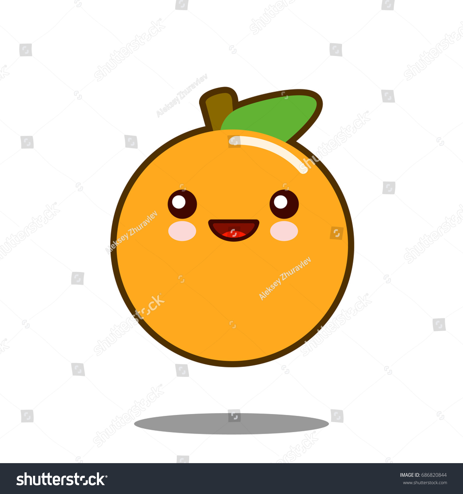 Orange Fruit Cartoon Character Icon Kawaii Stock Vector (Royalty Free ...