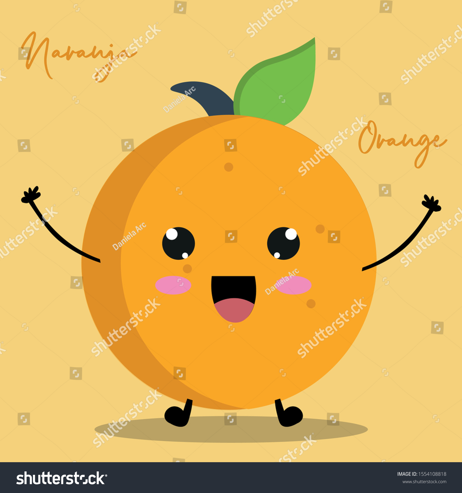 Orange Funny Orange Big Cute Eyes Stock Vector Royalty Free