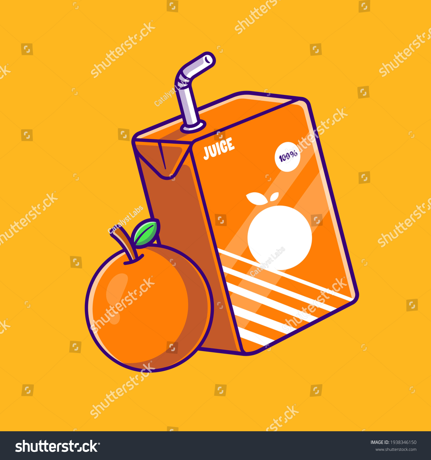 SVG of Orange Juice Box Cartoon Vector Icon Illustration. Food And Drink Icon Concept Isolated Premium Vector. Flat Cartoon Style svg