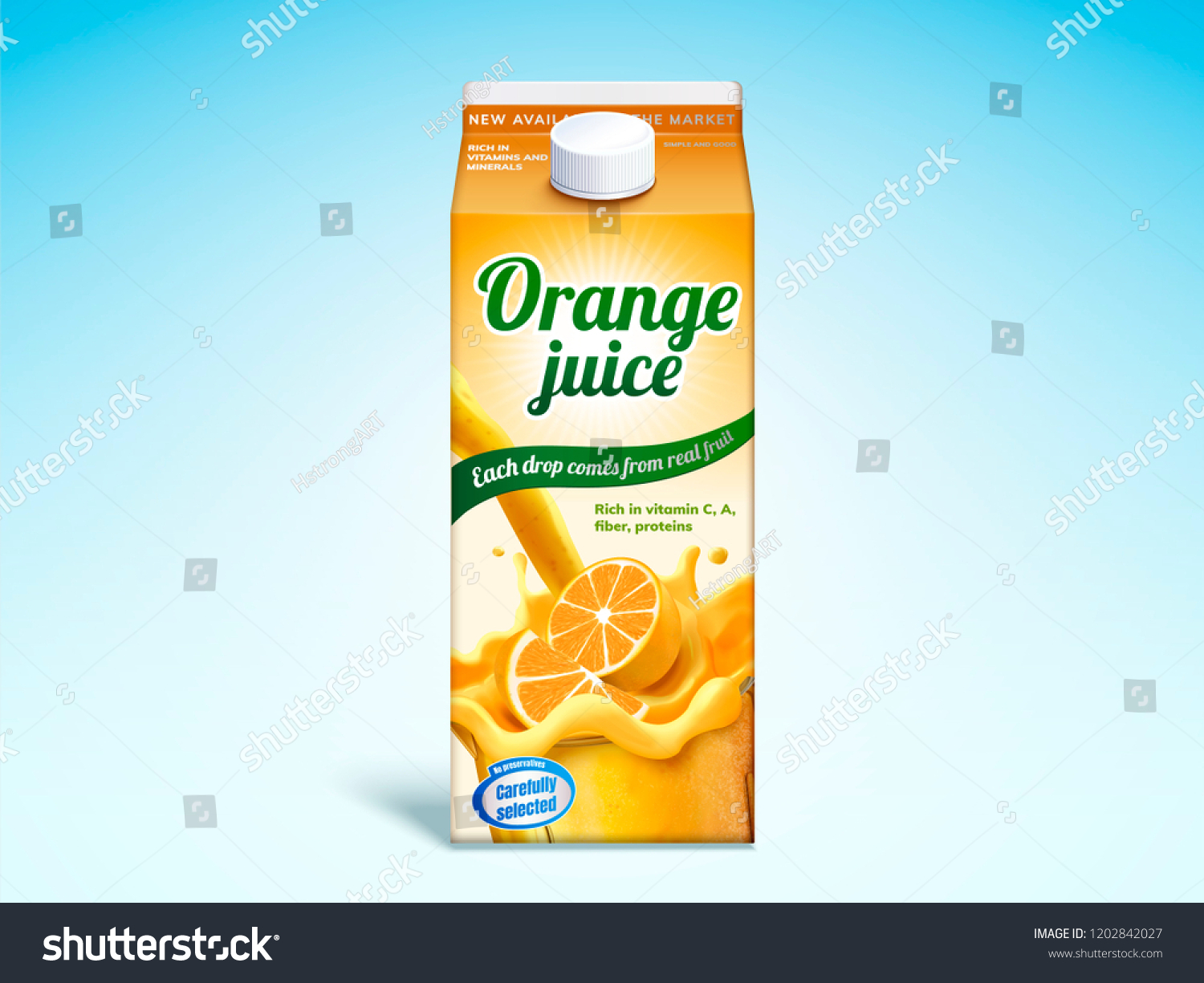SVG of Orange juice drink carton mockup in 3d illustration on blue background svg