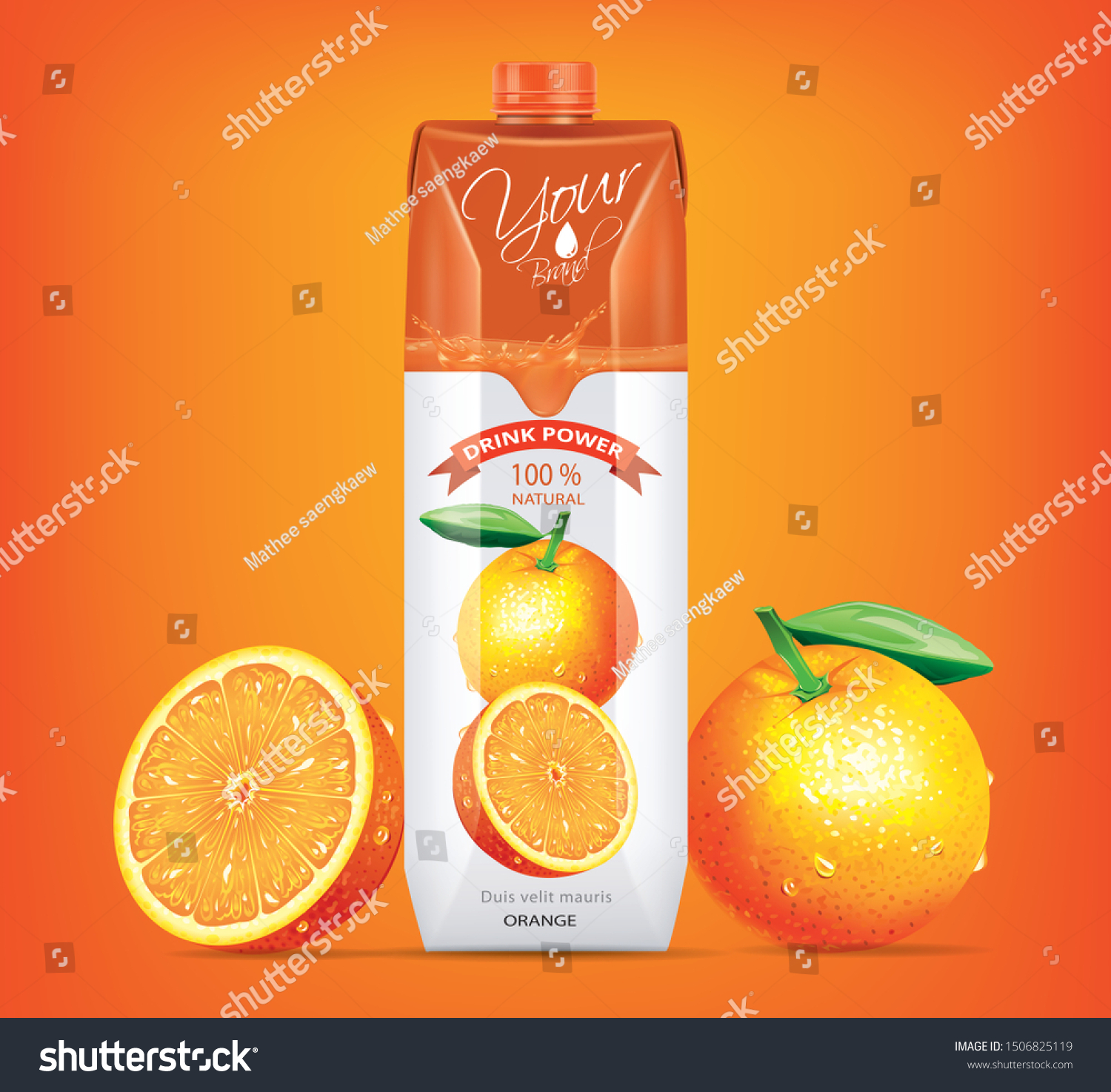 SVG of Orange juice drink carton mockup in 3d illustration on orange background svg