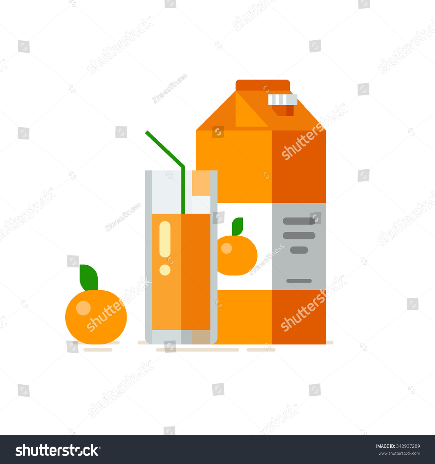 SVG of Orange juice in glass. Carton box. Vector illustration. Flat design style svg