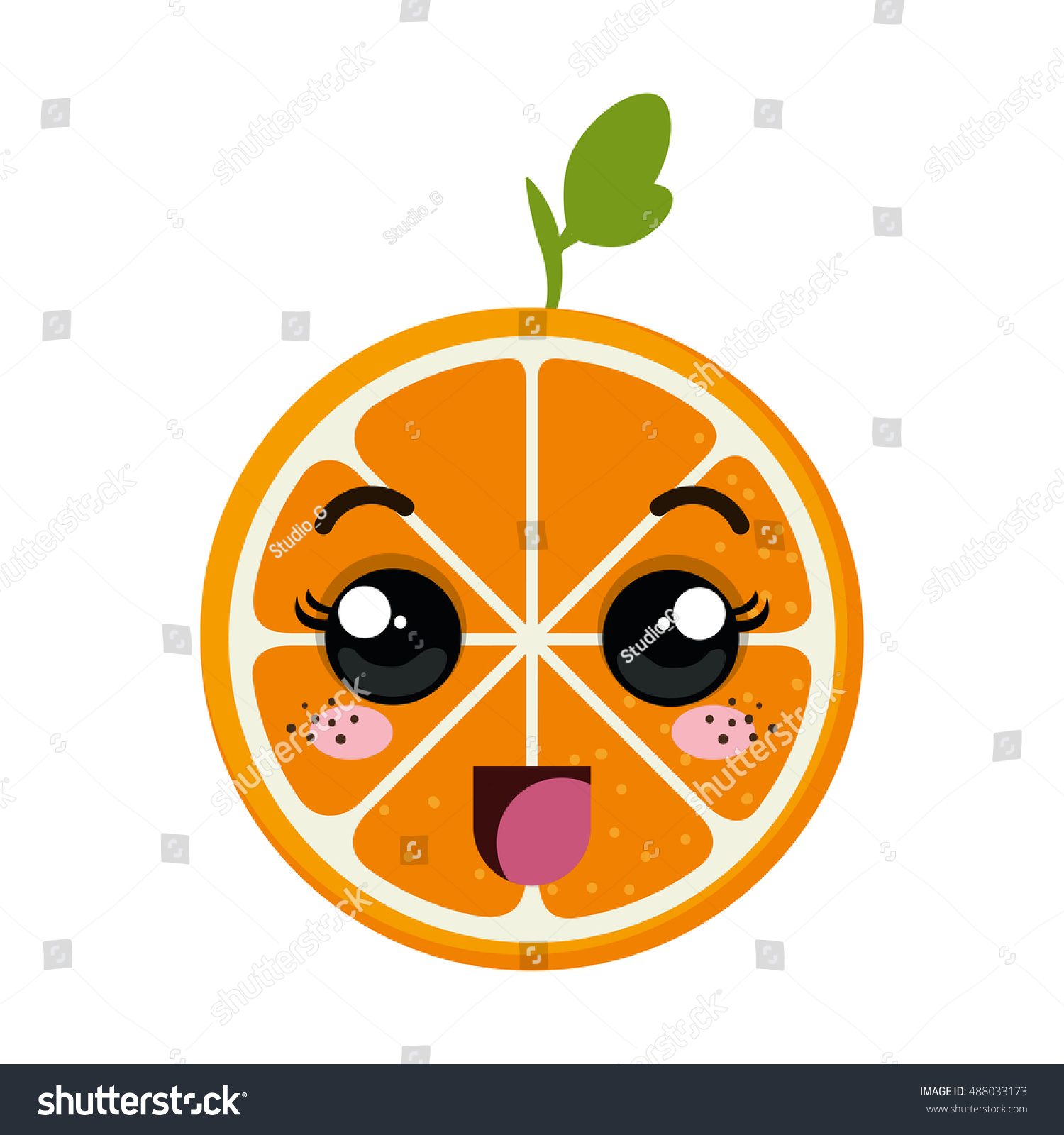 Orange Kawaii Cartoon Stock Vector (Royalty Free) 488033173 | Shutterstock