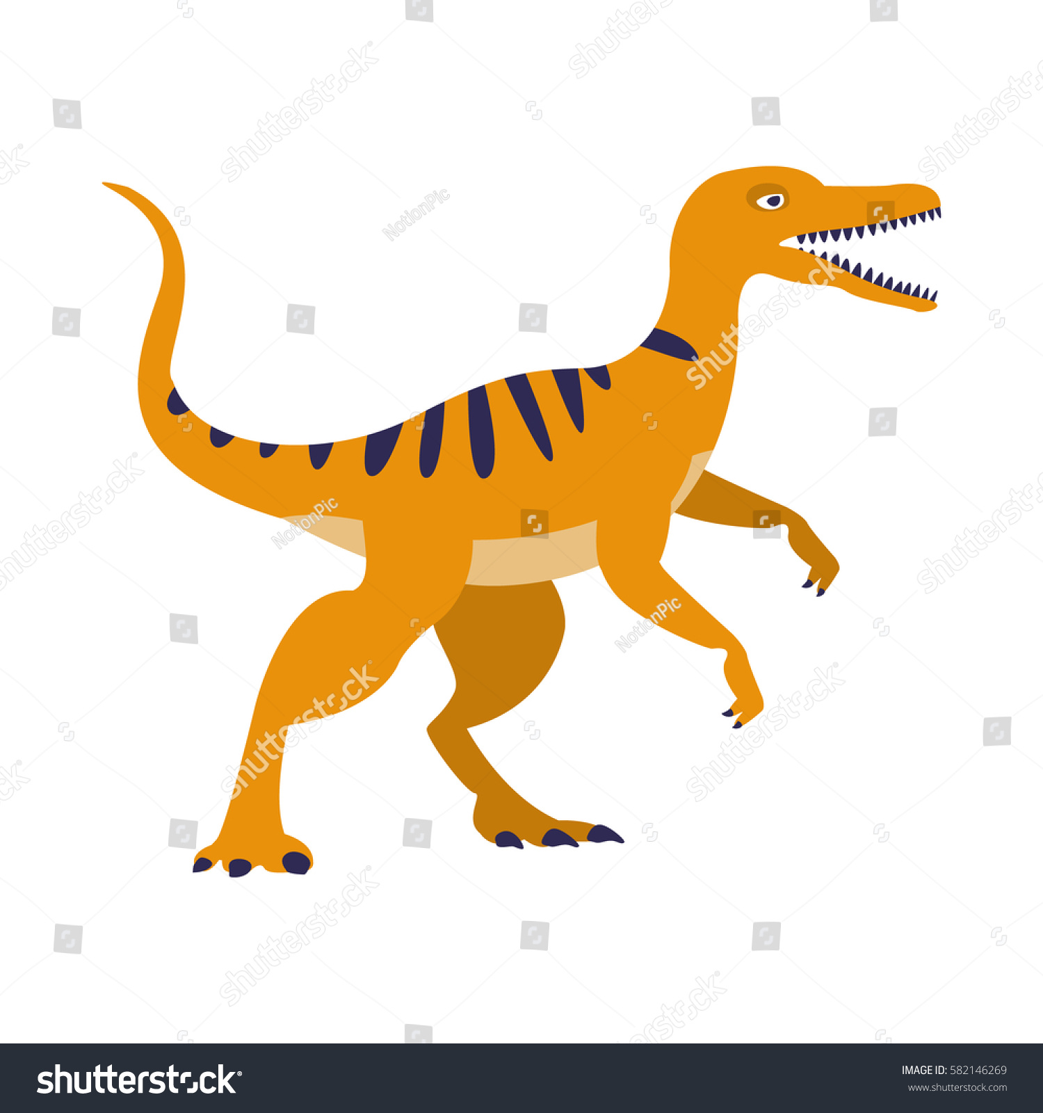 Image Vectorielle De Stock De Dinosaure De Raptor Orange De L Epoque 582146269